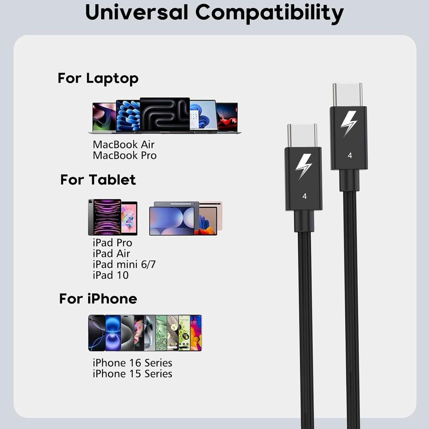 Cable Thunderbolt 4 3M Apple USB-C 240W Carga Rápida 40Gbps