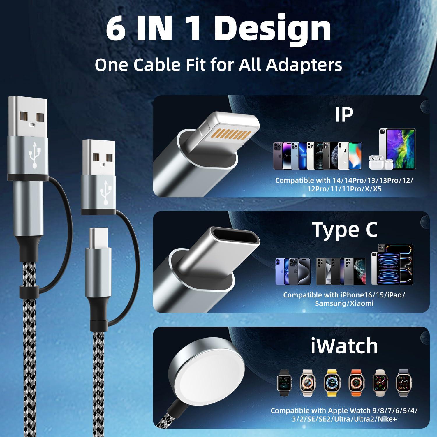 Cable de Carga Multi 3 en 2 MPATIBY 1.52m para iWatch y iPhone