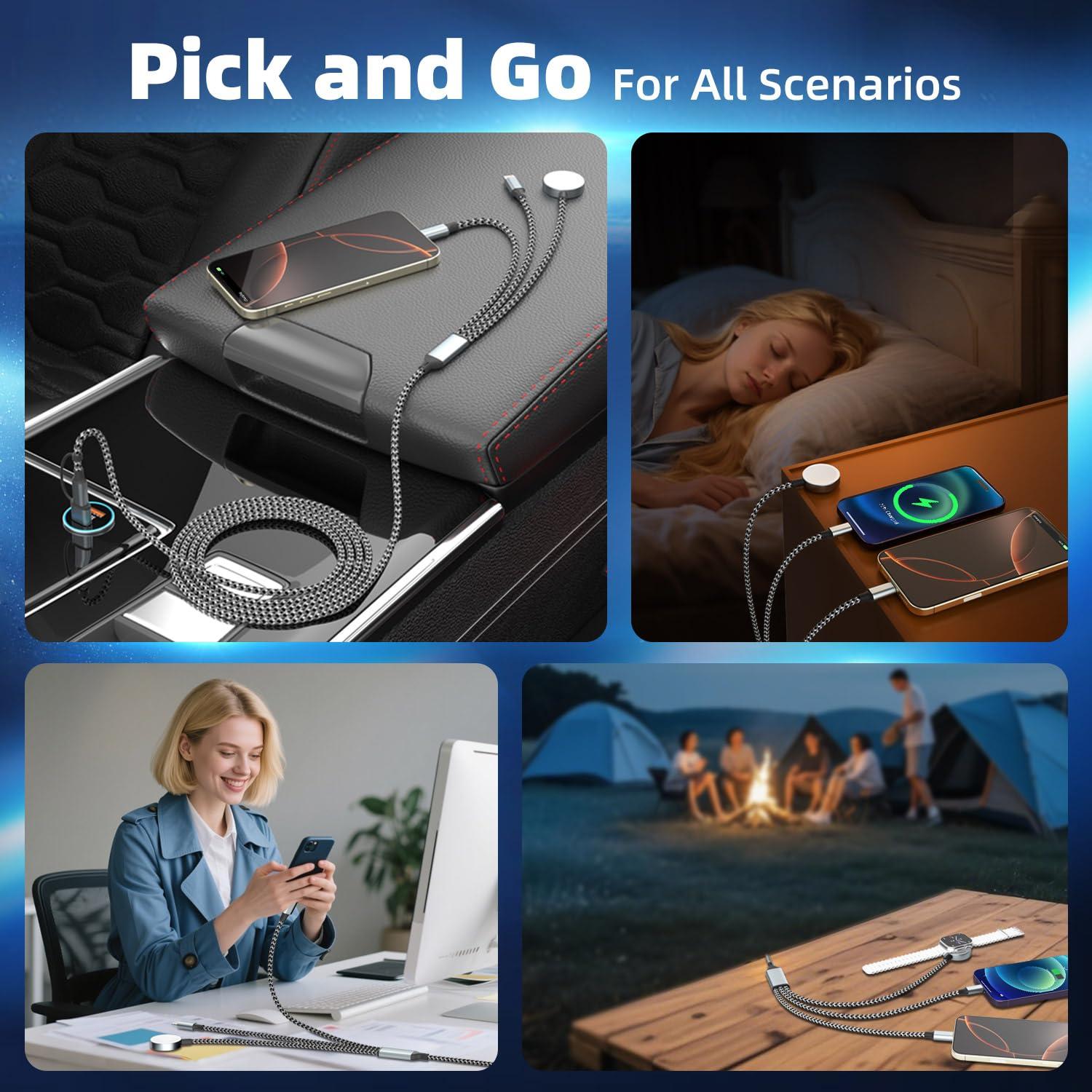 Cable de Carga Multi 3 en 2 MPATIBY 1.52m para iWatch y iPhone