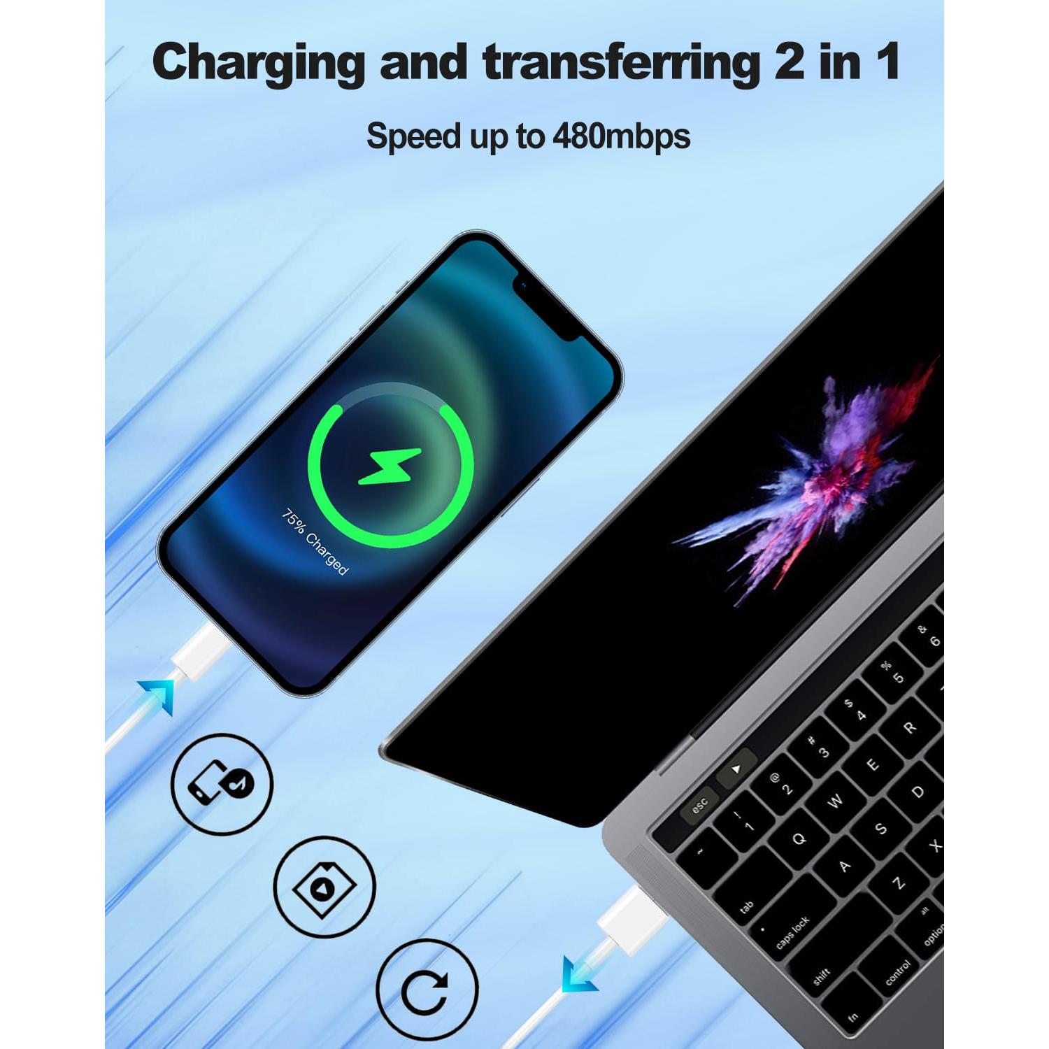 Cable Carplay USB A a Lightning 10 pies MUSTHAVZ - Paquete de 2