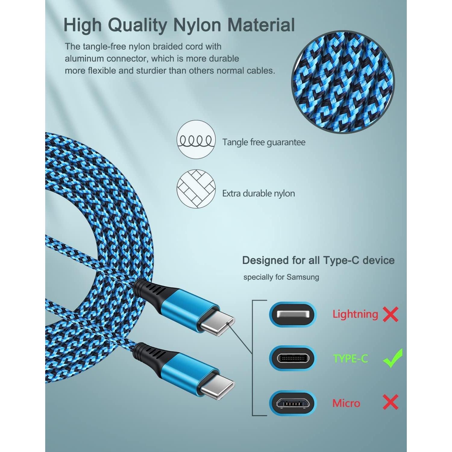 Cable USB C a C 60W AILKIN 3.05m Carga Rápida 2 Paquete