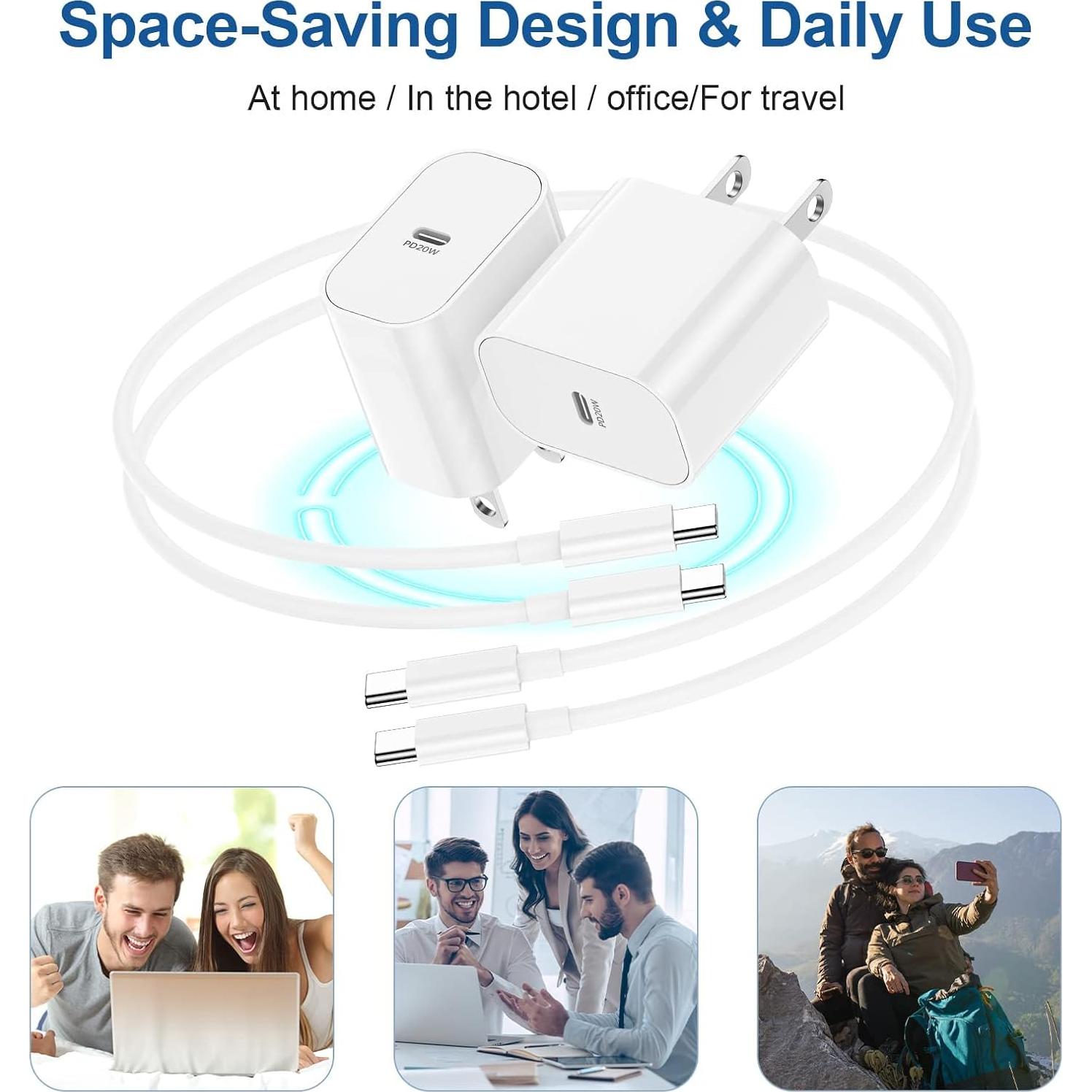 Cargador Rápido USB C 20W Qalirvis + Cable 3m para iPhone 16