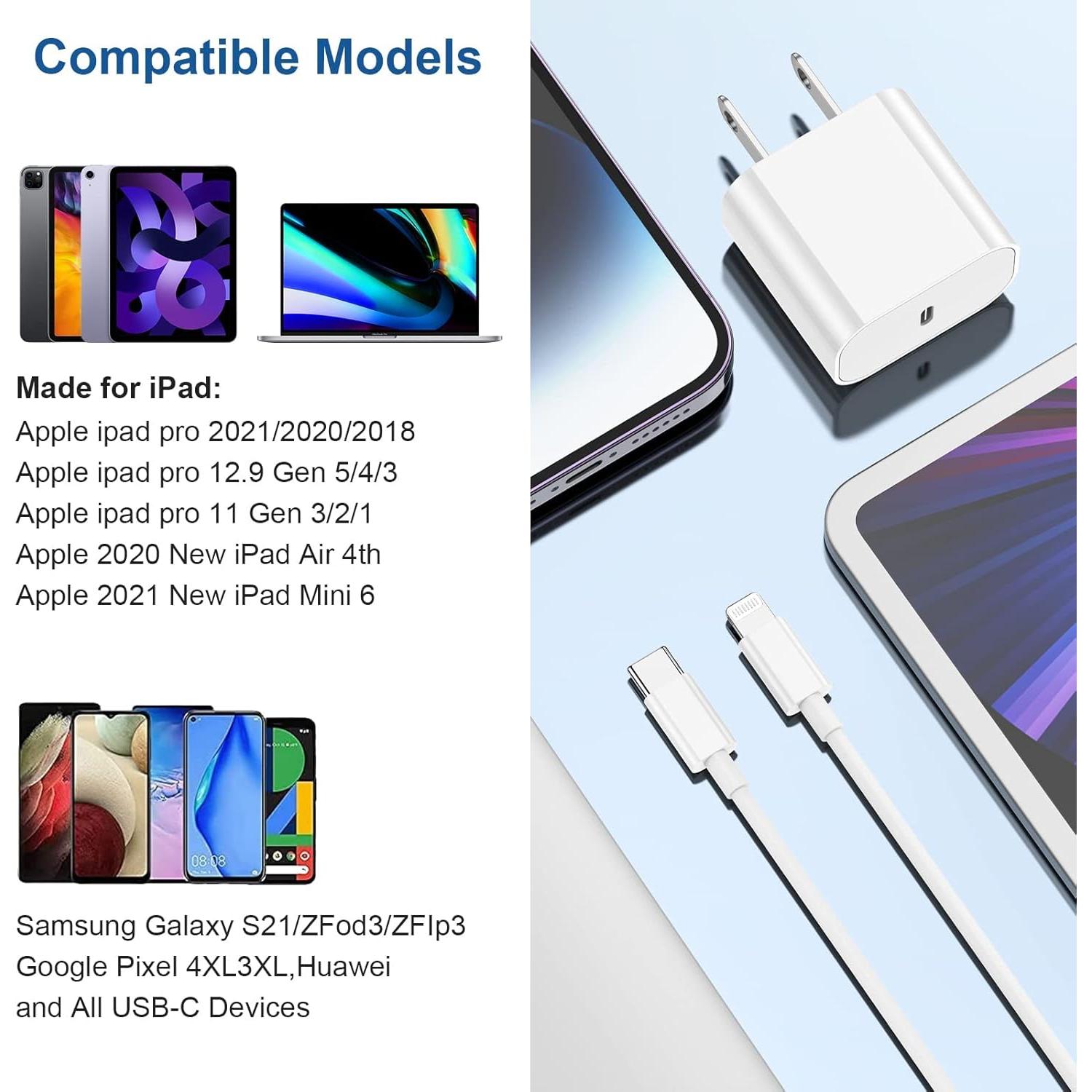 Cargador Rápido USB C 20W Qalirvis + Cable 3m para iPhone 16