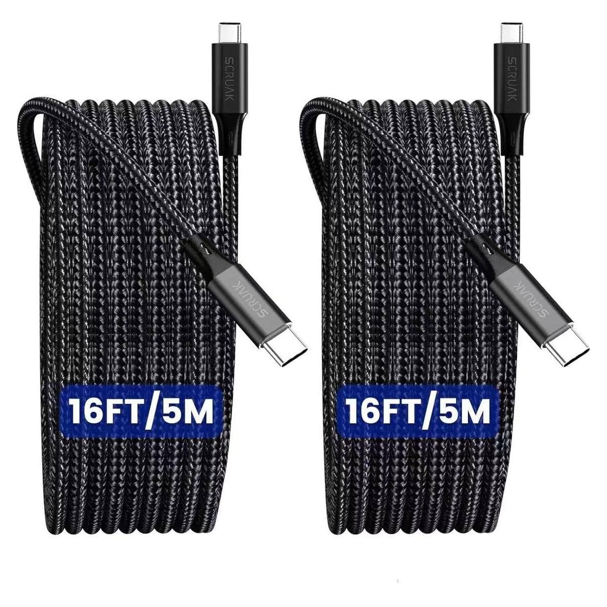 Paquete de 2 Cables USB C 5M Trenzado Nylon para iPhone 15/16