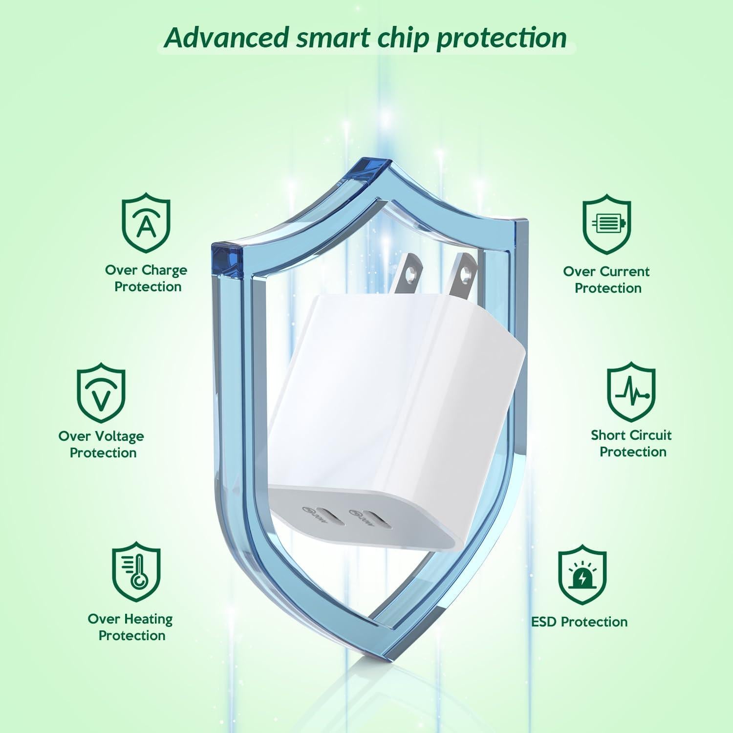 Cargador Rápido Doble USB C 40W para Apple Watch e iPhone