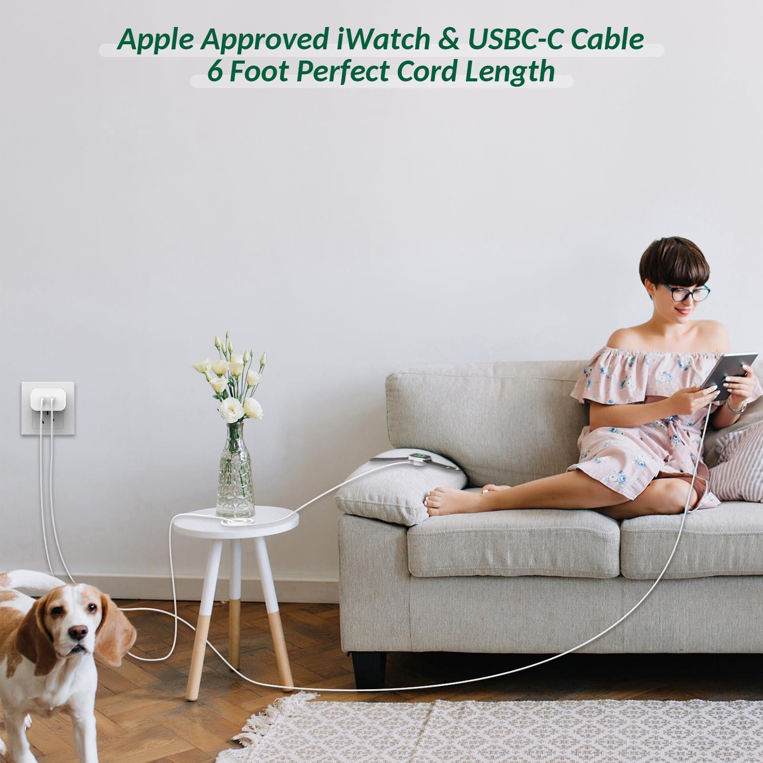 Cargador Rápido Doble USB C 40W para Apple Watch e iPhone