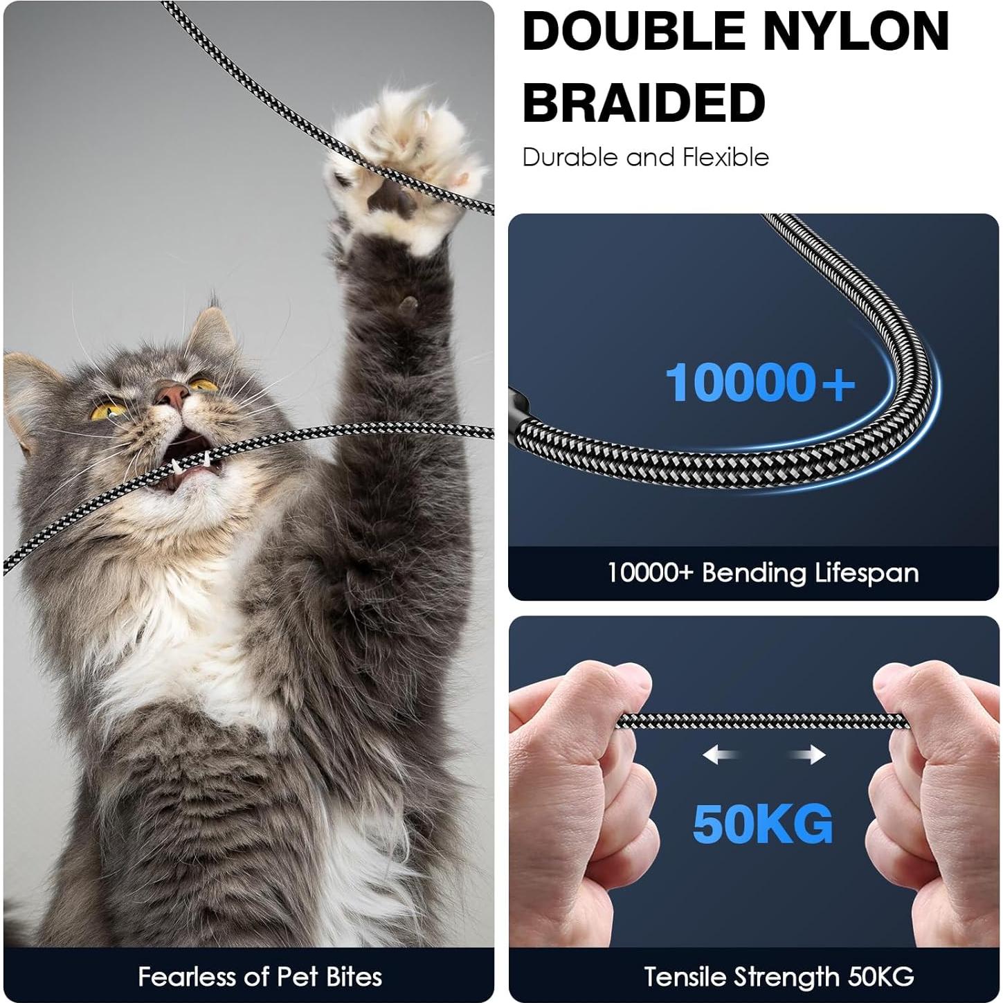 Cable de Carga Extra Largo 6m 60W USB-C y Lightning para iPhone