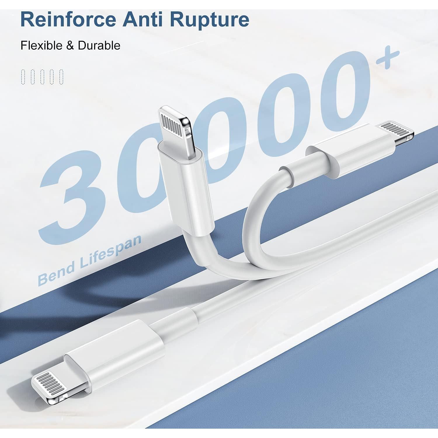 Cable de Carga Rápida 3m Jeenek USB C a Lightning MFi