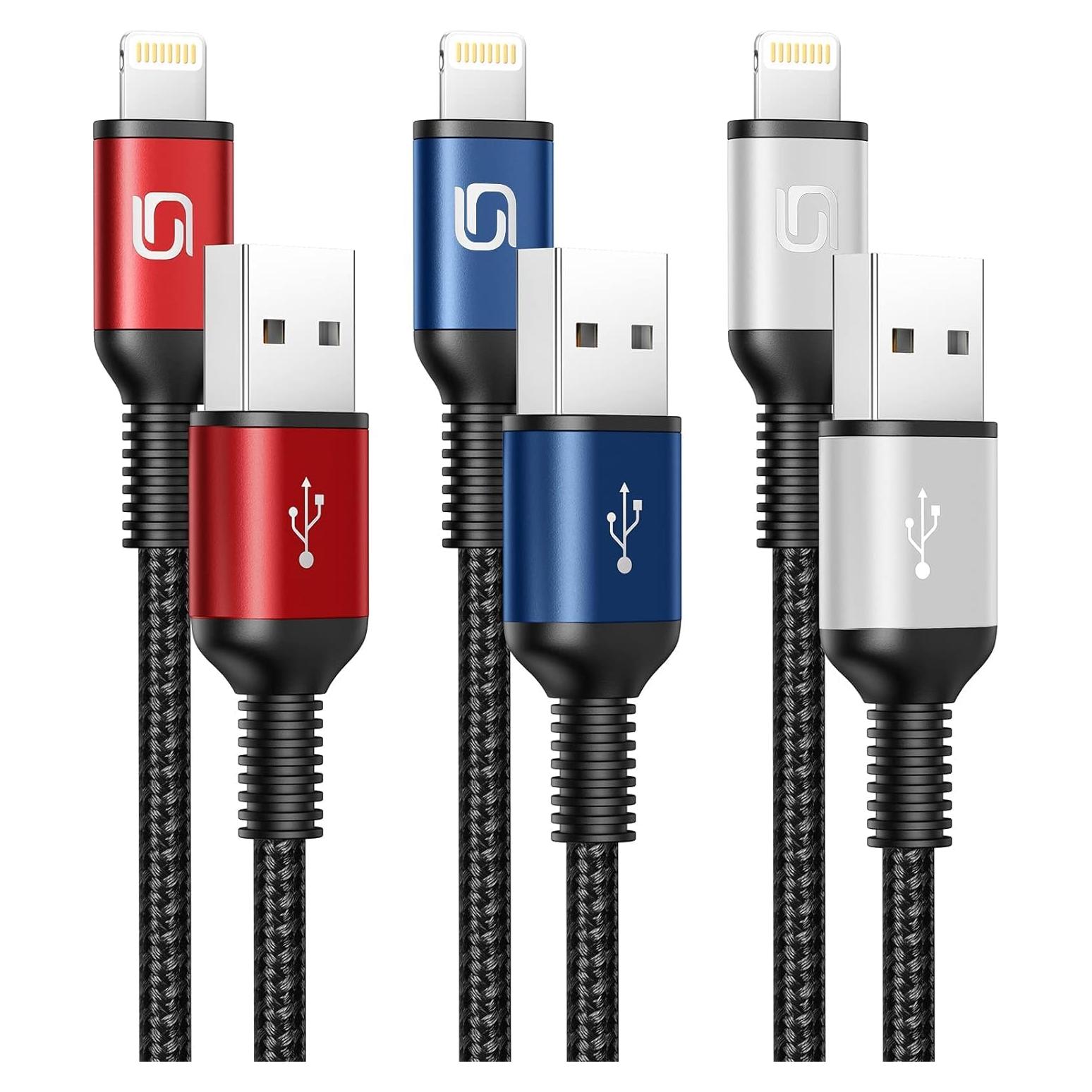 Cargador iPhone 10FT 3Pack MFi Cable USB-A a Lightning