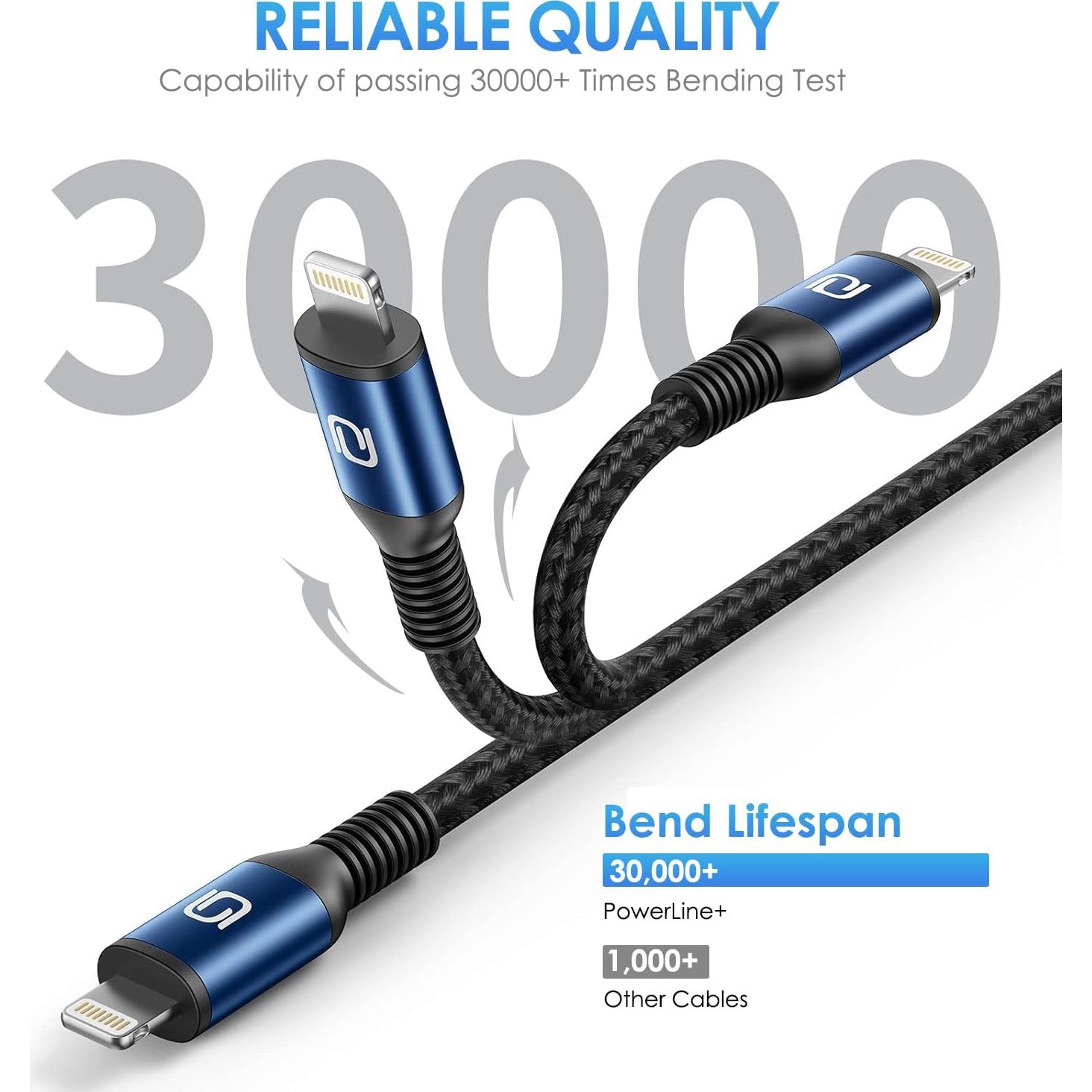 Cargador iPhone 10FT 3Pack MFi Cable USB-A a Lightning