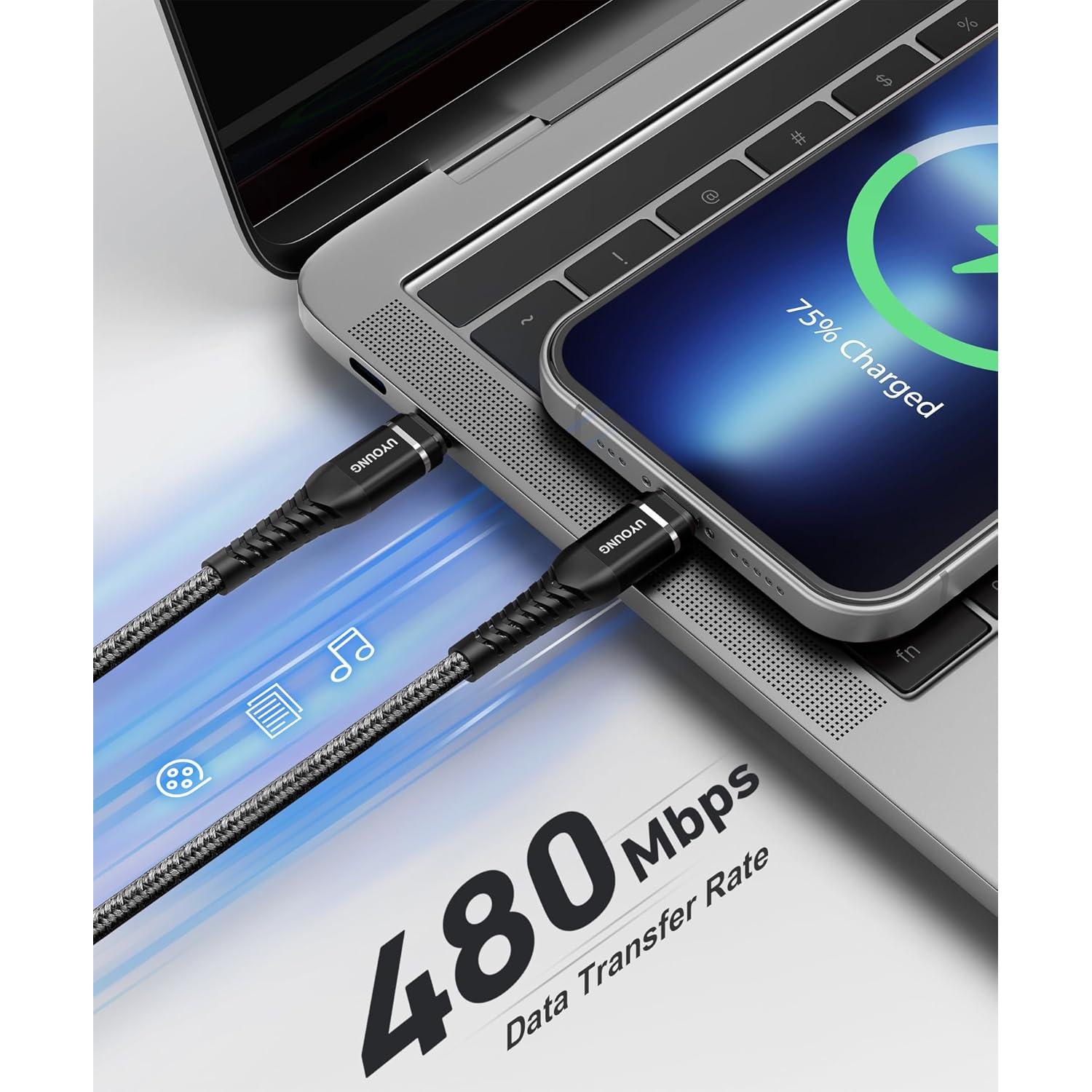 Cargador Rápido USB C a Lightning UYOUNG 3M para iPhone