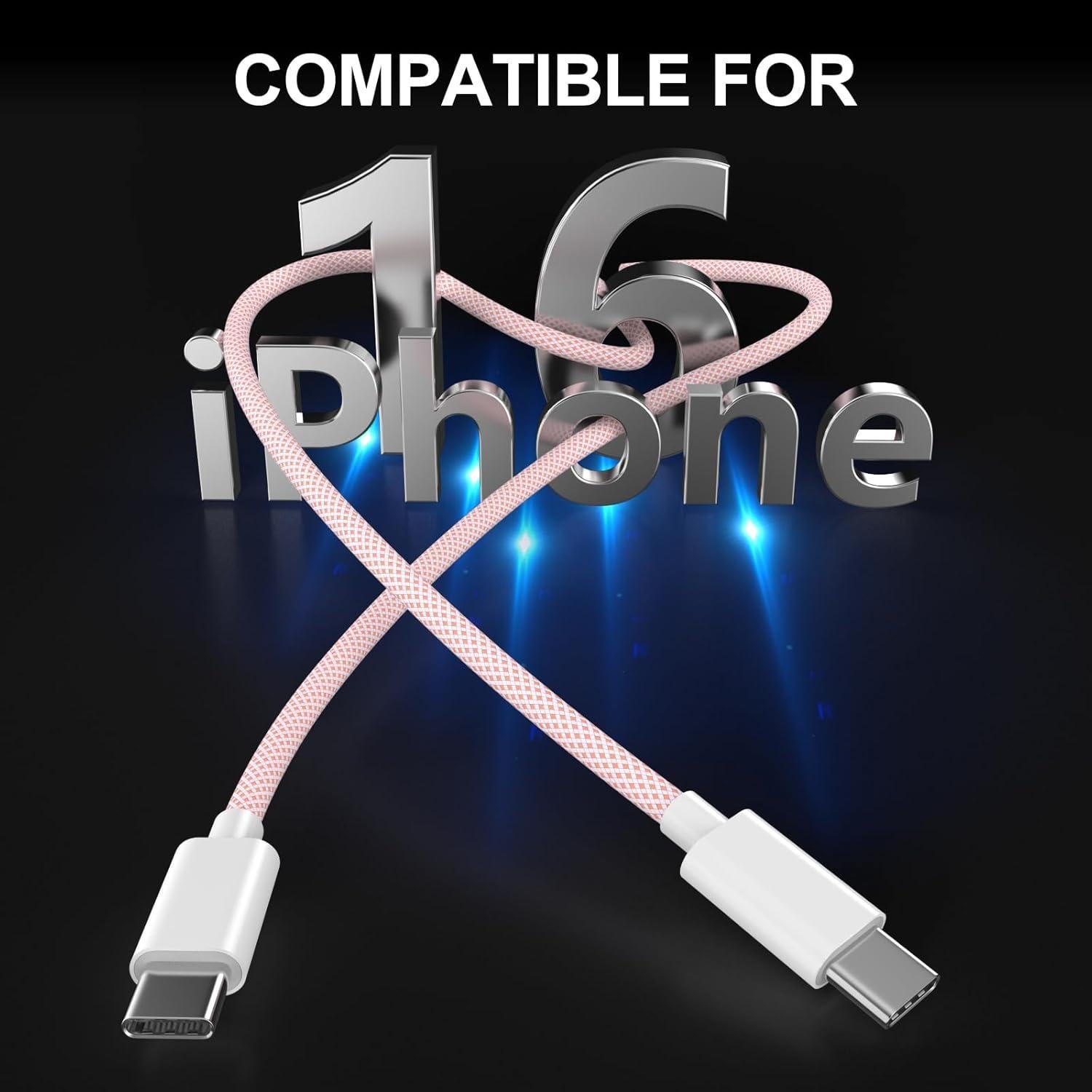 Cable de carga USB C a C 3M Kassdin 60W Rosa - 2 Pack