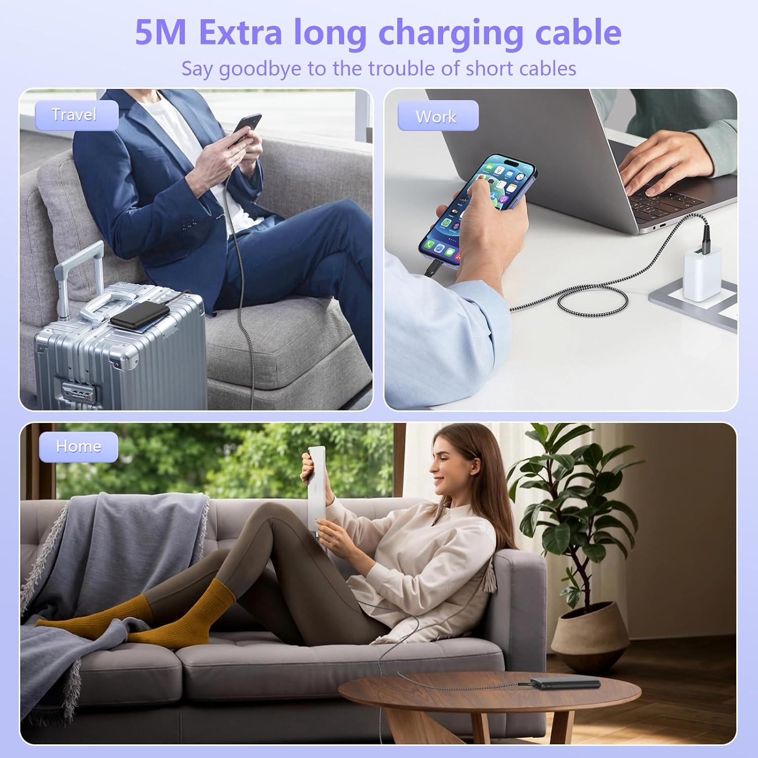 Cable de Carga USB C a Lightning 5M MFi para iPhone