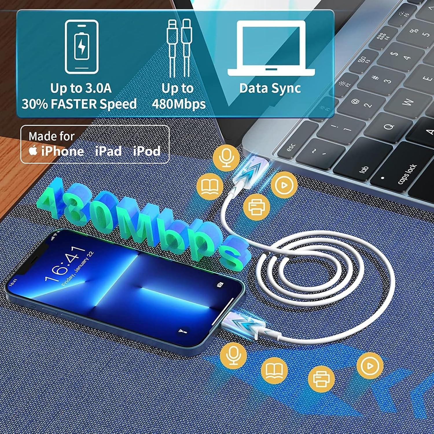 Cargador Rápido DreemTeam USB-C a Lightning 10FT para iPhone