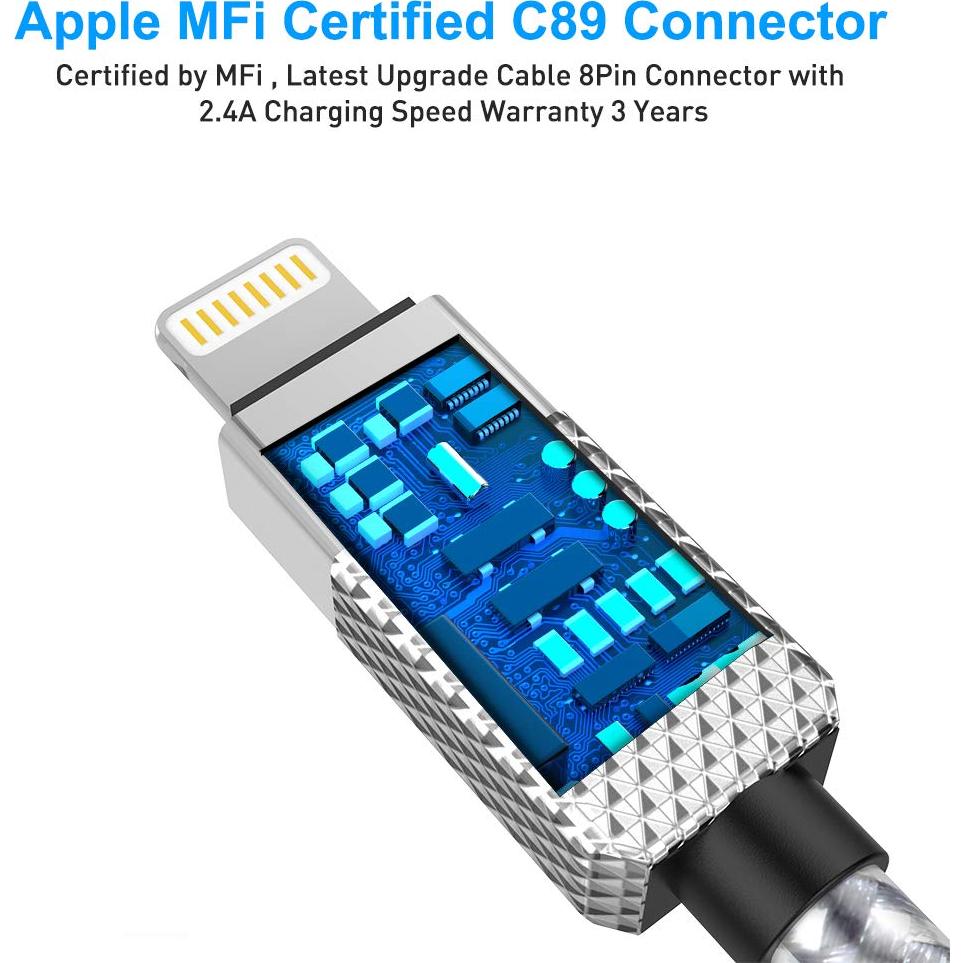 Cable de Carga Extra Largo 6m para iPhone MFi Rápido