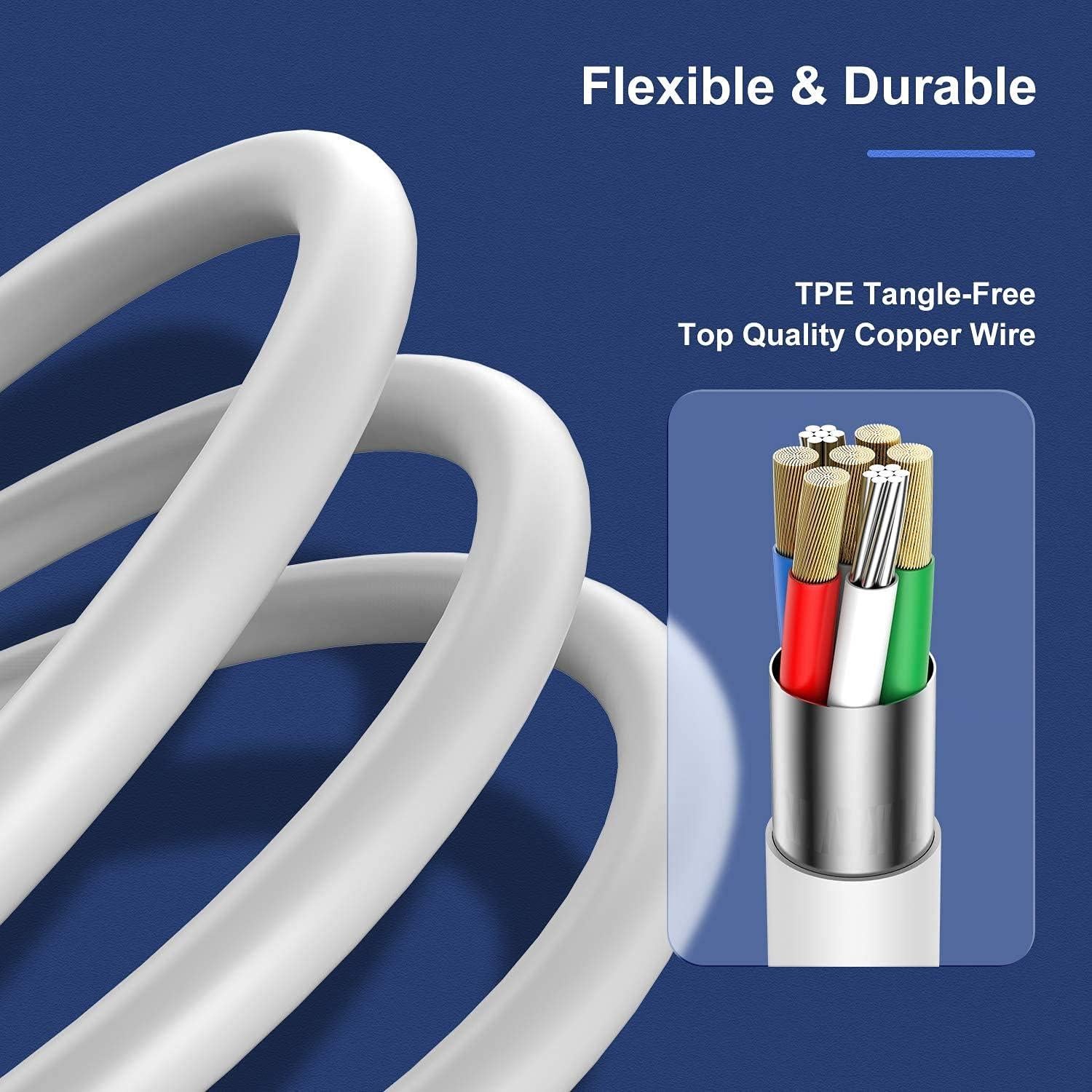 Paquete de 3 Cargadores Lightning MFi OOOUSE 10 pies Blanco