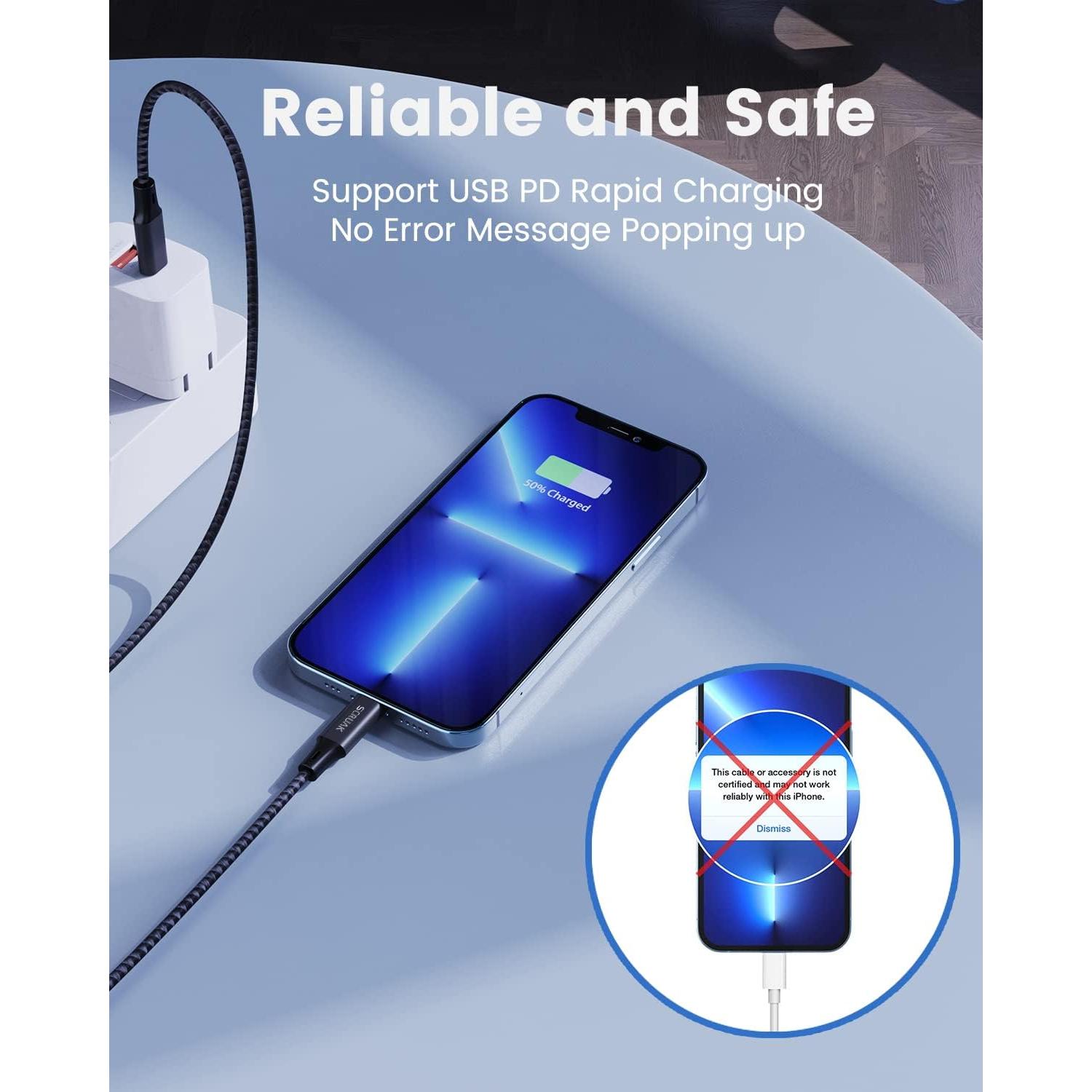 Cable USB C a Lightning 5M SCRUAK Carga Rápida iPhone