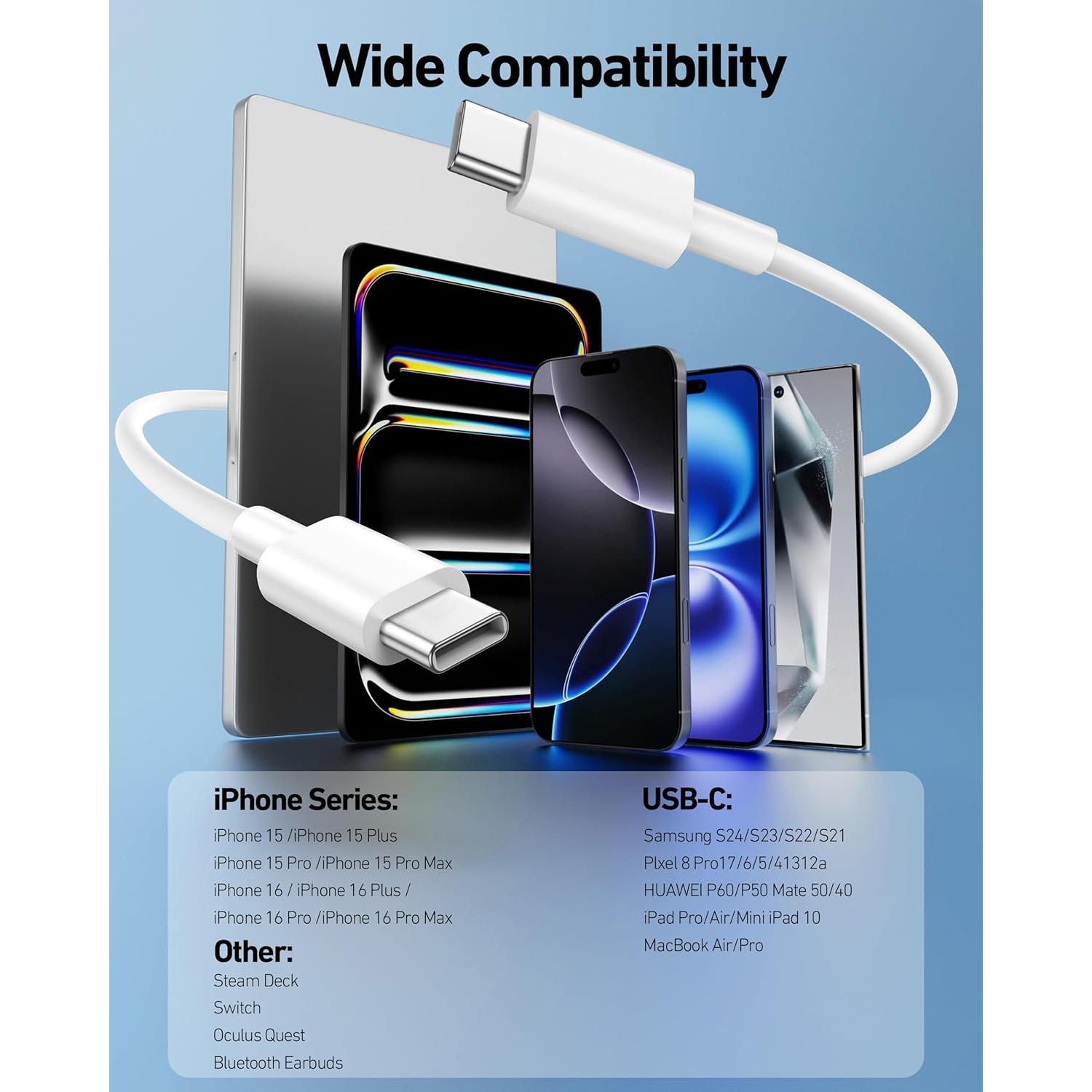 Cable de Carga USB C a C 10FT Heyuan Renzhi - 60W Rápido