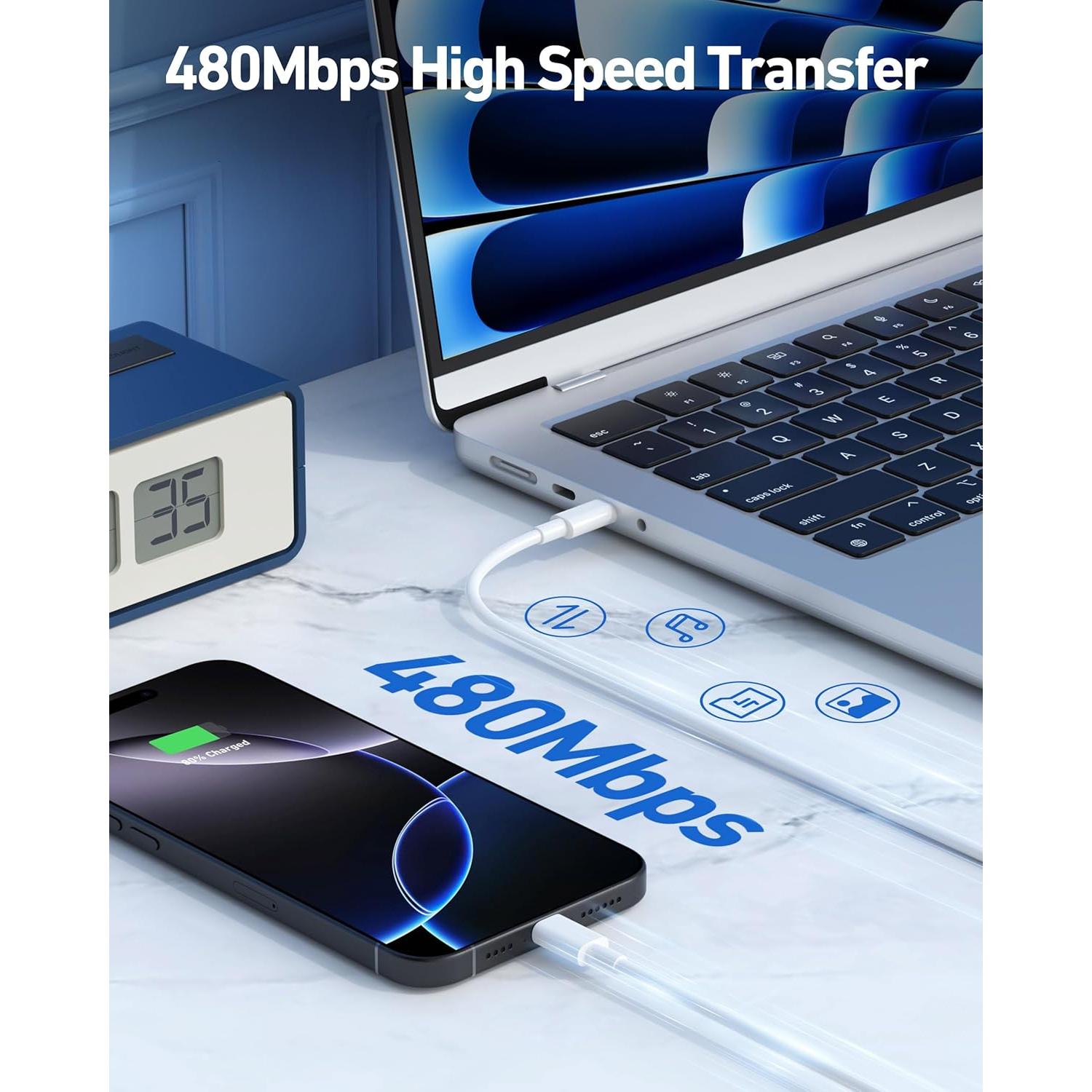 Cable de Carga USB C a C 10FT Heyuan Renzhi - 60W Rápido