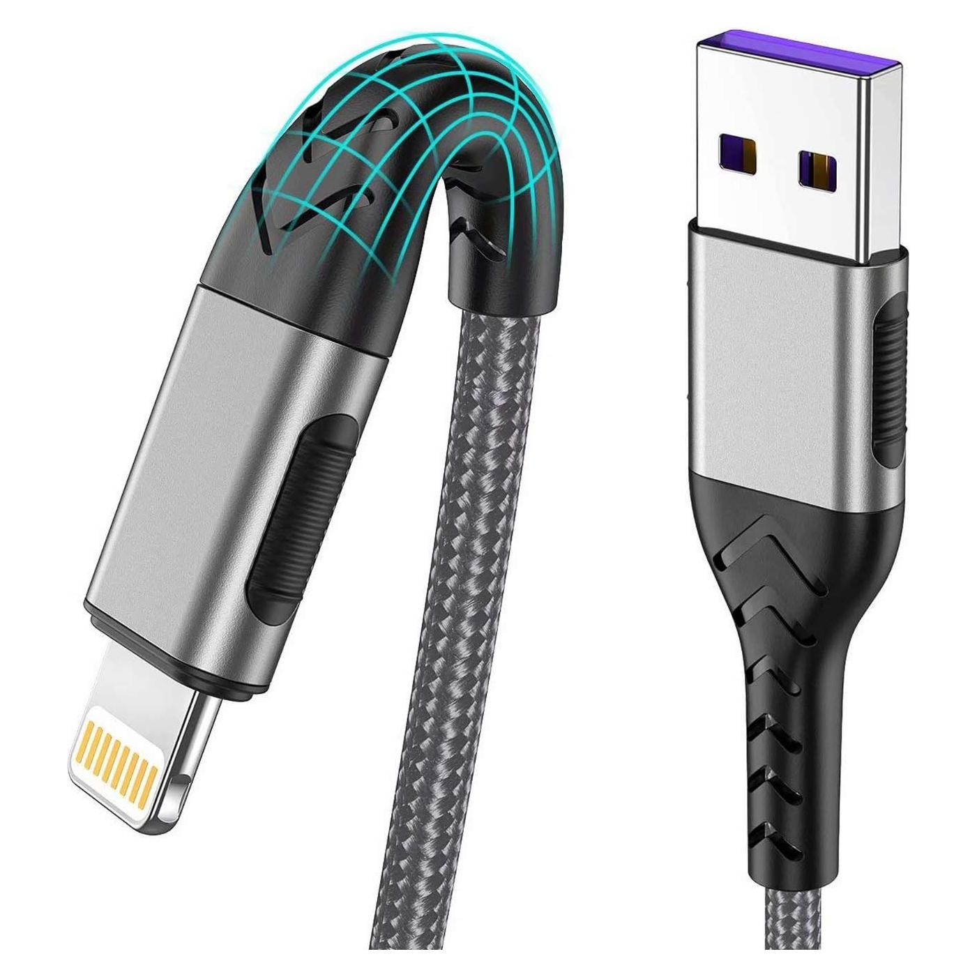 Cargador Lightning Durcord MFi - 3 Cables USB A 3m Plata