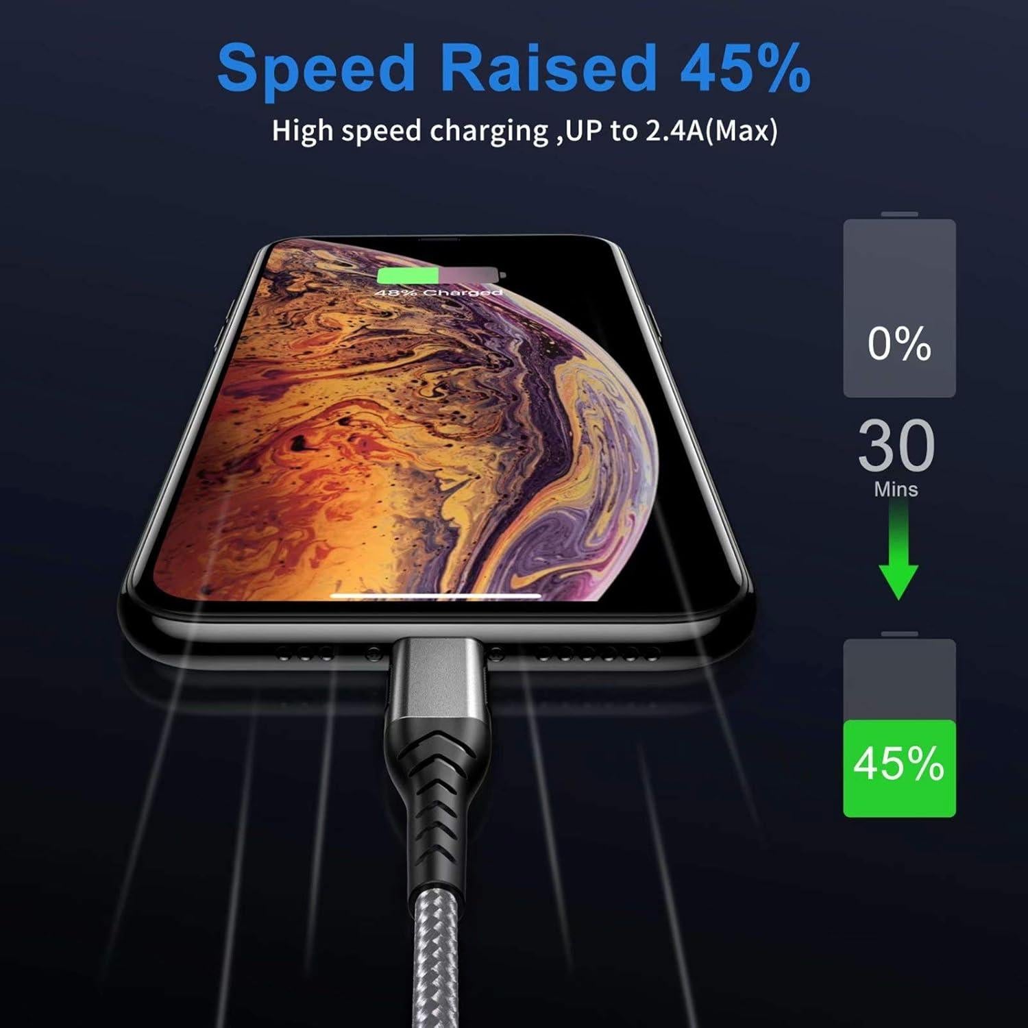 Cargador Lightning Durcord MFi - 3 Cables USB A 3m Plata