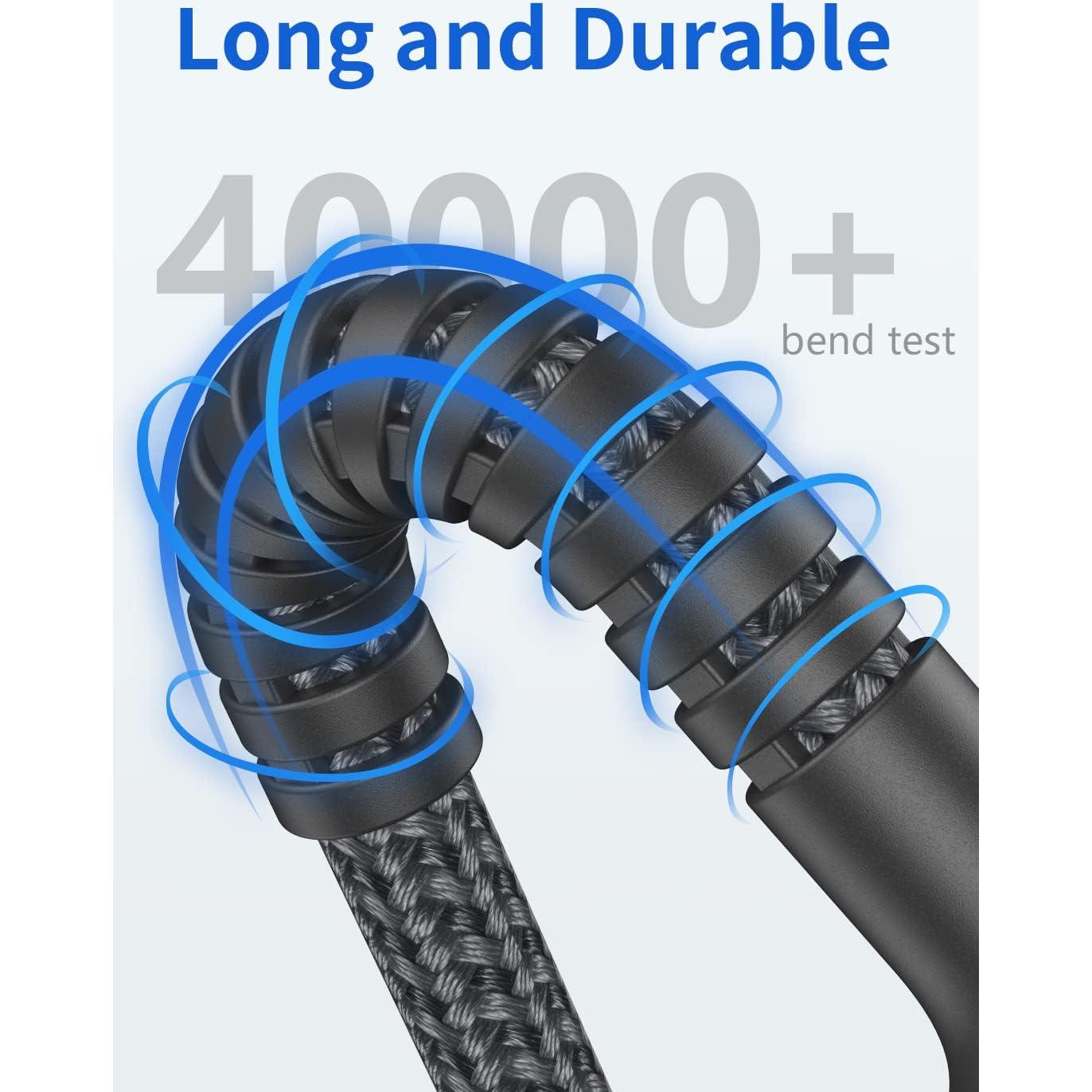 Cargador Lightning MFi PRAKIE 2 Cables 10FT Nylon Gris