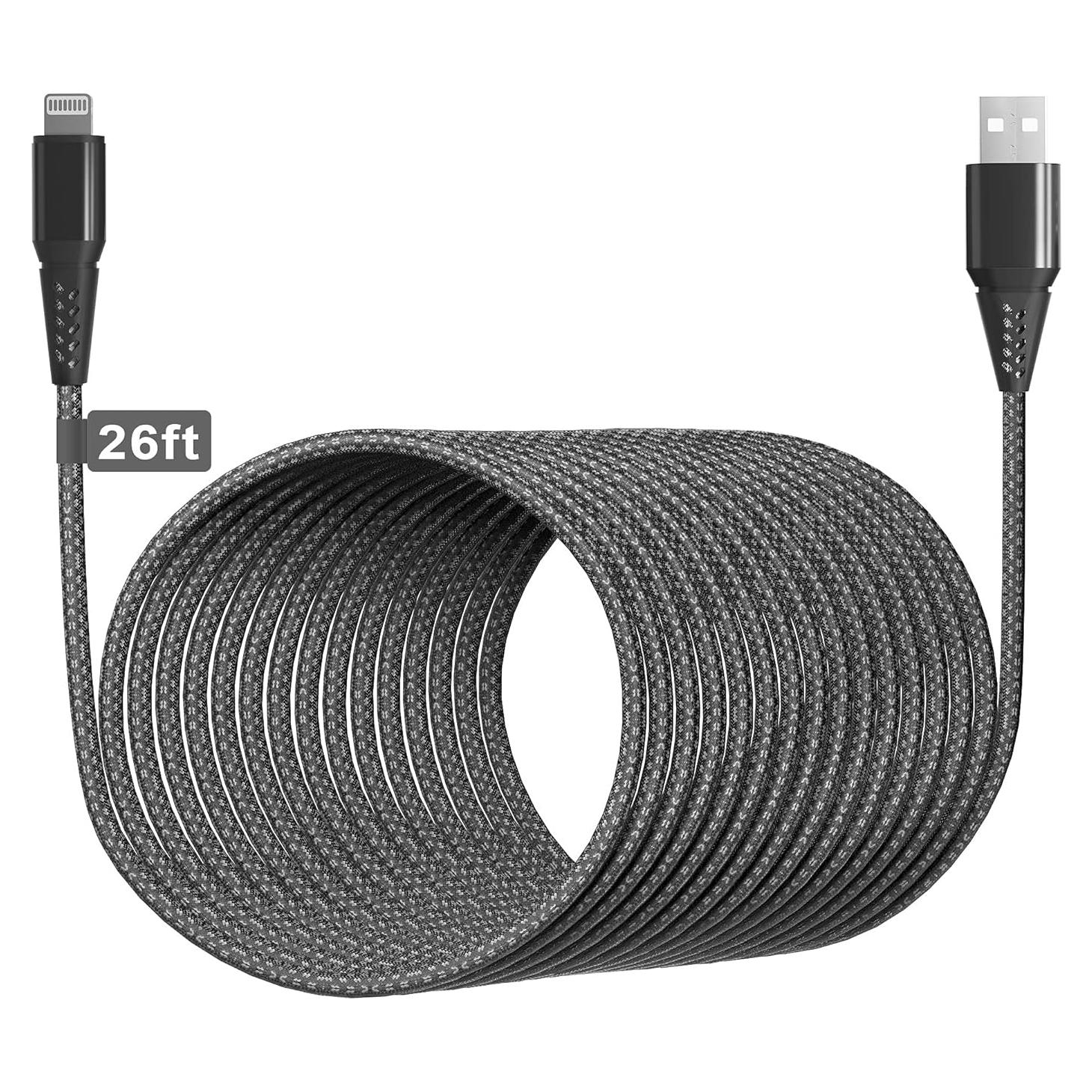Cable de Cargador Rápido 8M MFi Nylon Trenzado para iPhone