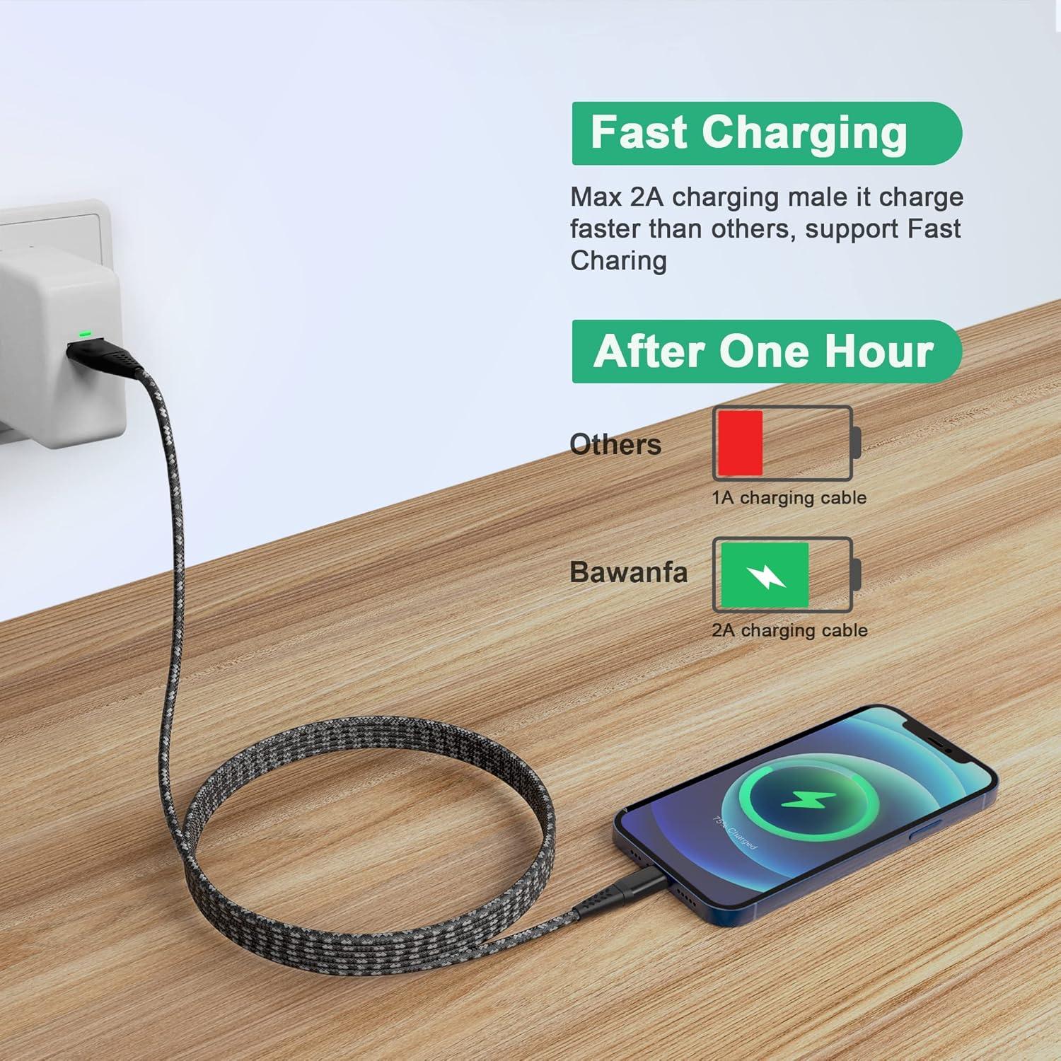 Cable de Cargador Rápido 8M MFi Nylon Trenzado para iPhone