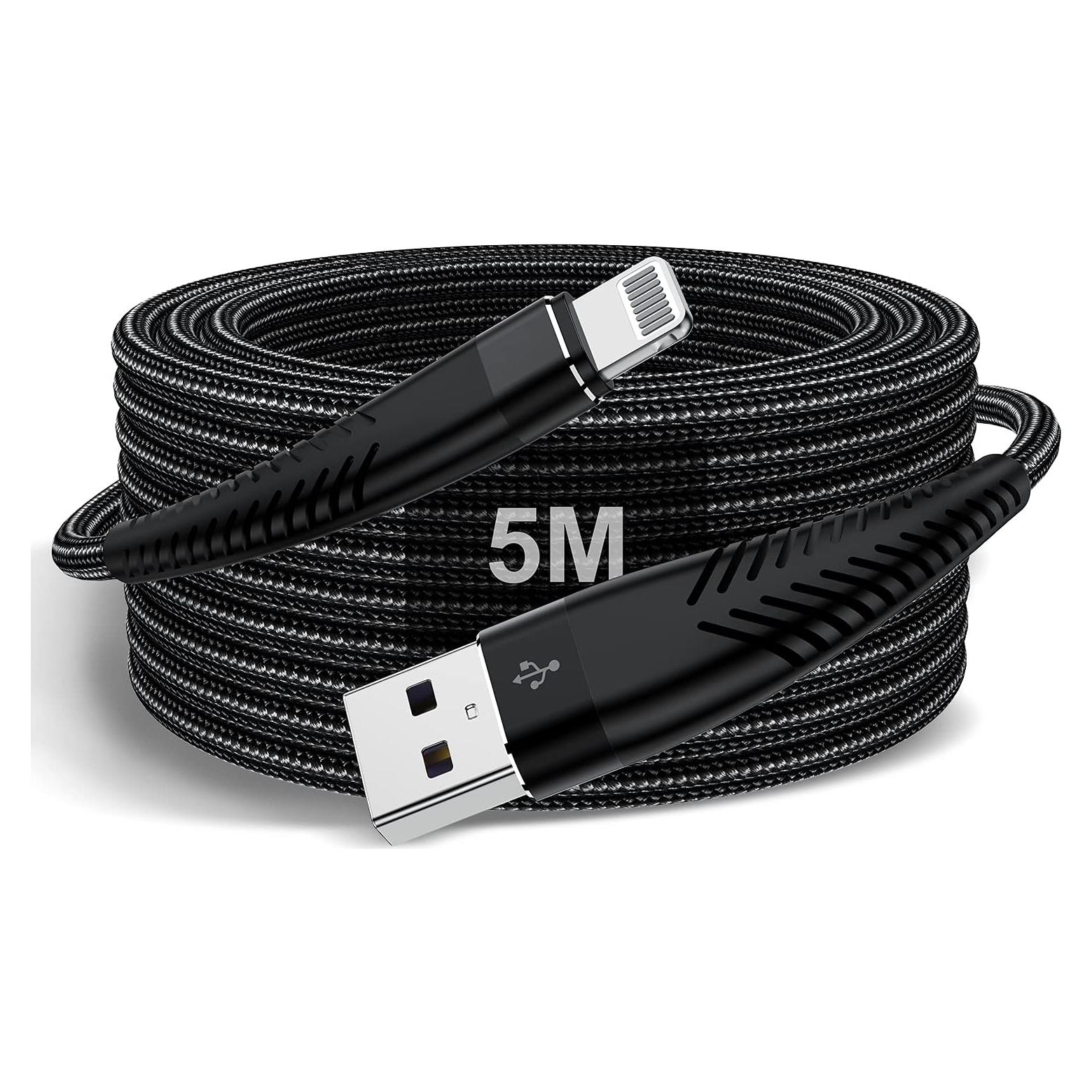 Cable de Carga Extra Largo Jeenek Lightning 5M Carga Rápida