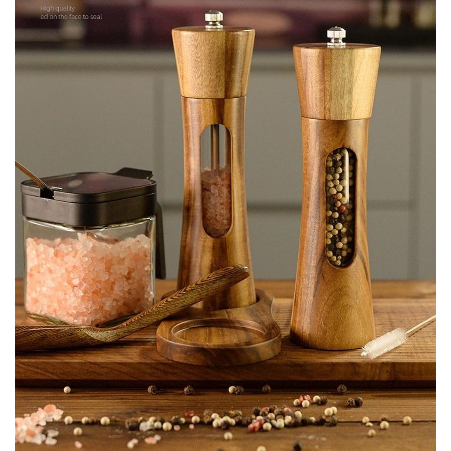 Juego de Molinillos de Sal y Pimienta SUPRNN 20 cm Madera Natural
