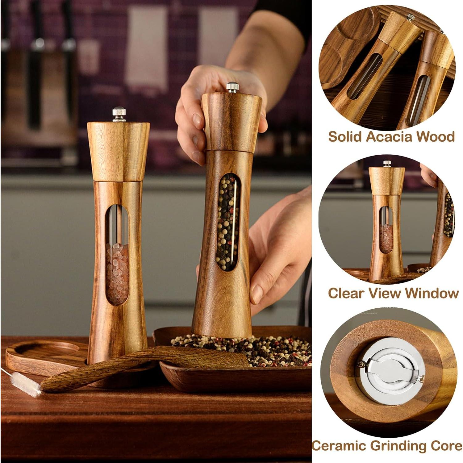 Juego de Molinillos de Sal y Pimienta SUPRNN 20 cm Madera Natural