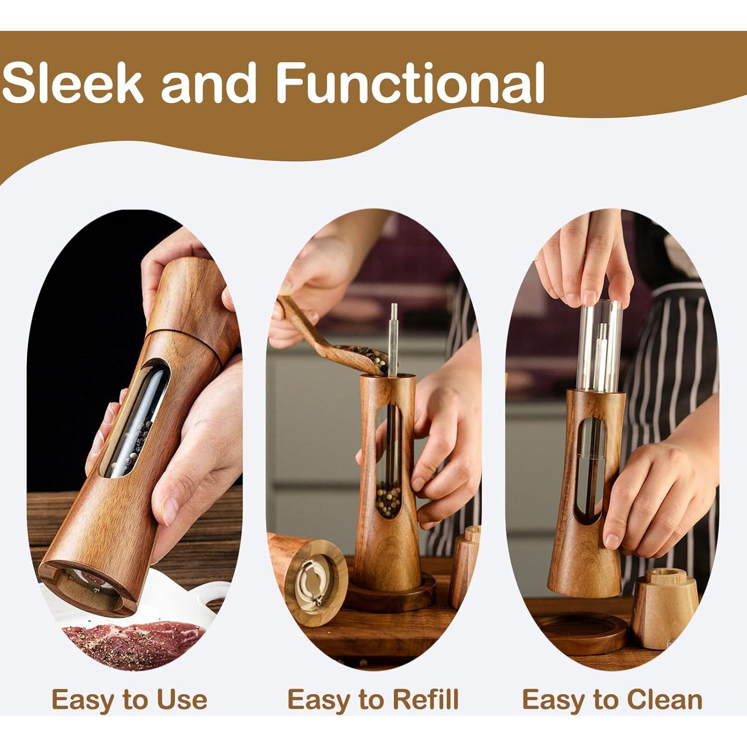 Juego de Molinillos de Sal y Pimienta SUPRNN 20 cm Madera Natural