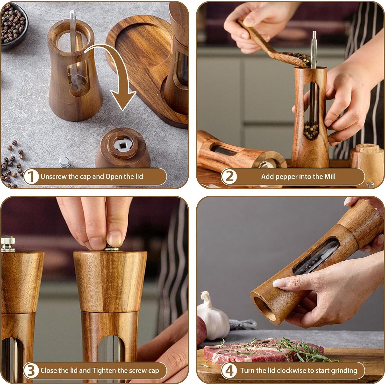 Juego de Molinillos de Sal y Pimienta SUPRNN 20 cm Madera Natural