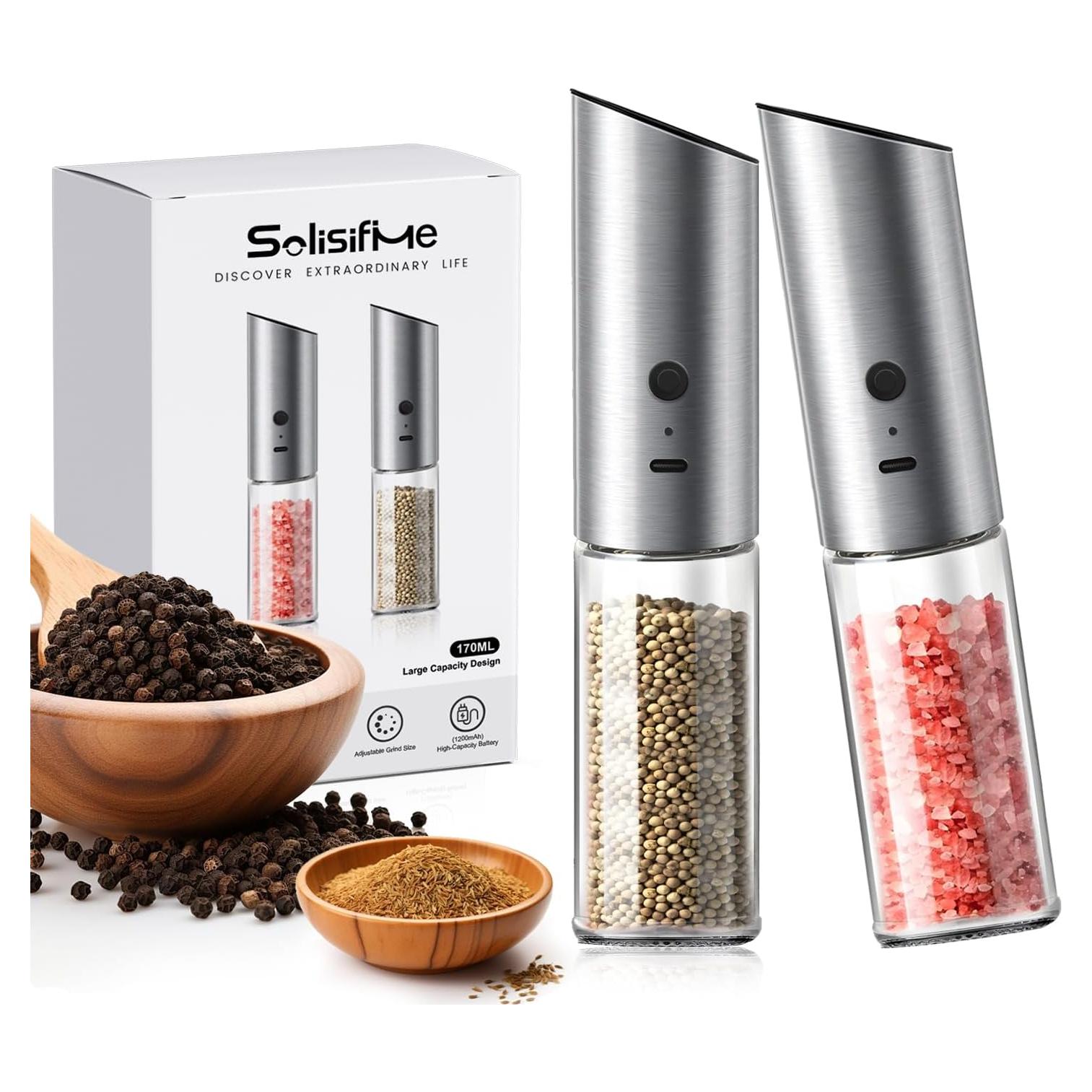 Juego de Molinillos Eléctricos de Sal y Pimienta Solisifime 170g