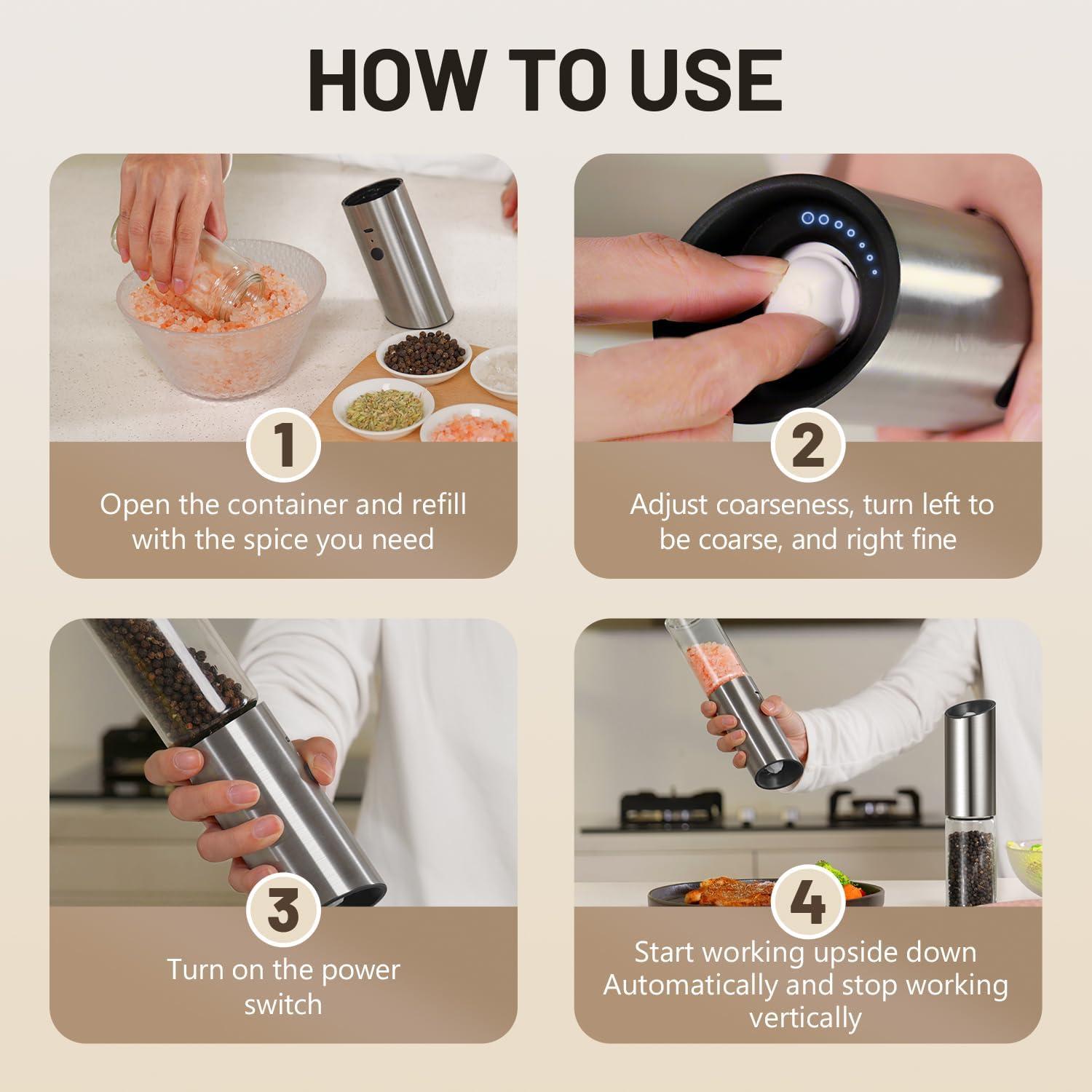 Juego de Molinillos Eléctricos de Sal y Pimienta Solisifime 170g