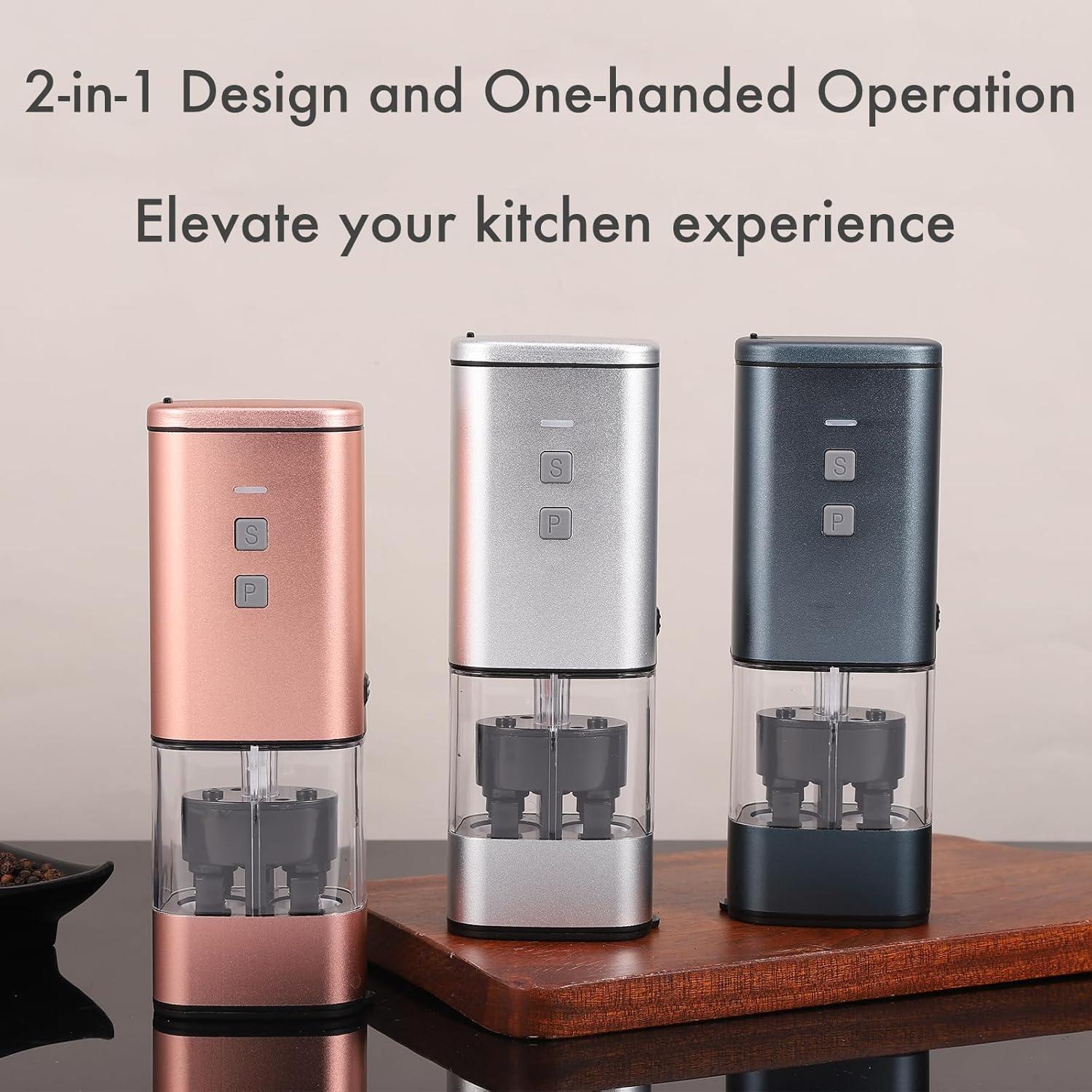 Molinillo Eléctrico de Sal y Pimienta Nayelf 2 en 1 Plateado