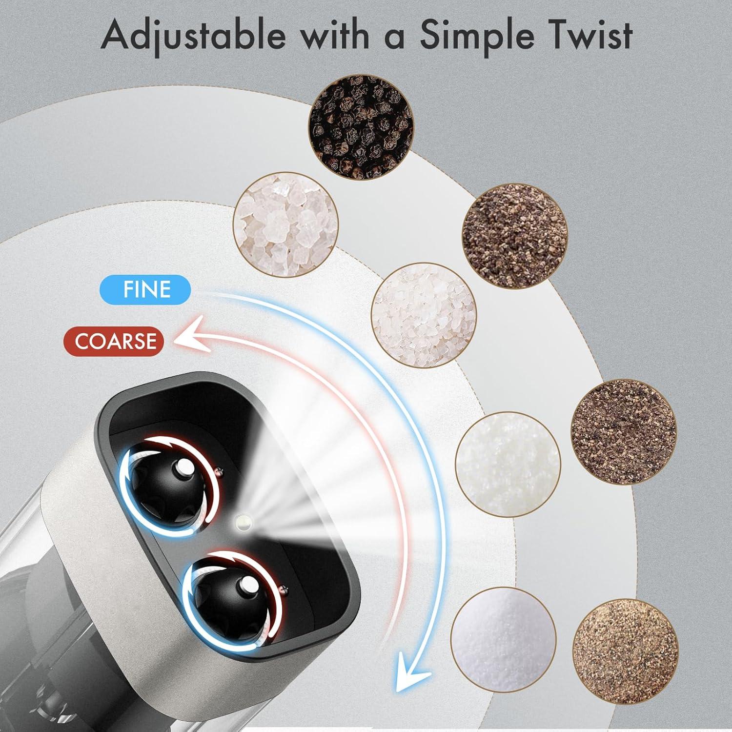 Molinillo Eléctrico de Sal y Pimienta Nayelf 2 en 1 Plateado