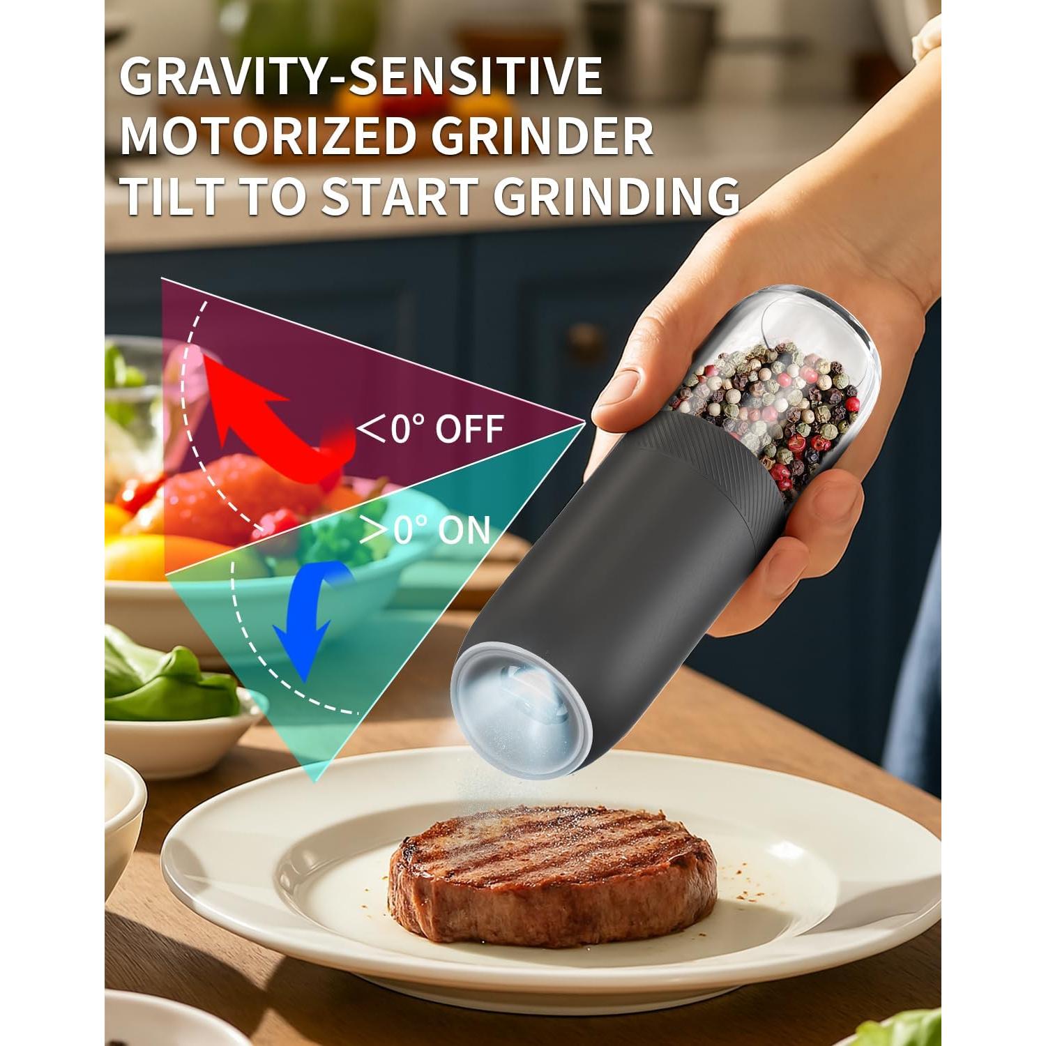 Molinillo Eléctrico de Sal y Pimienta CIRCLE JOY 176ml Negro