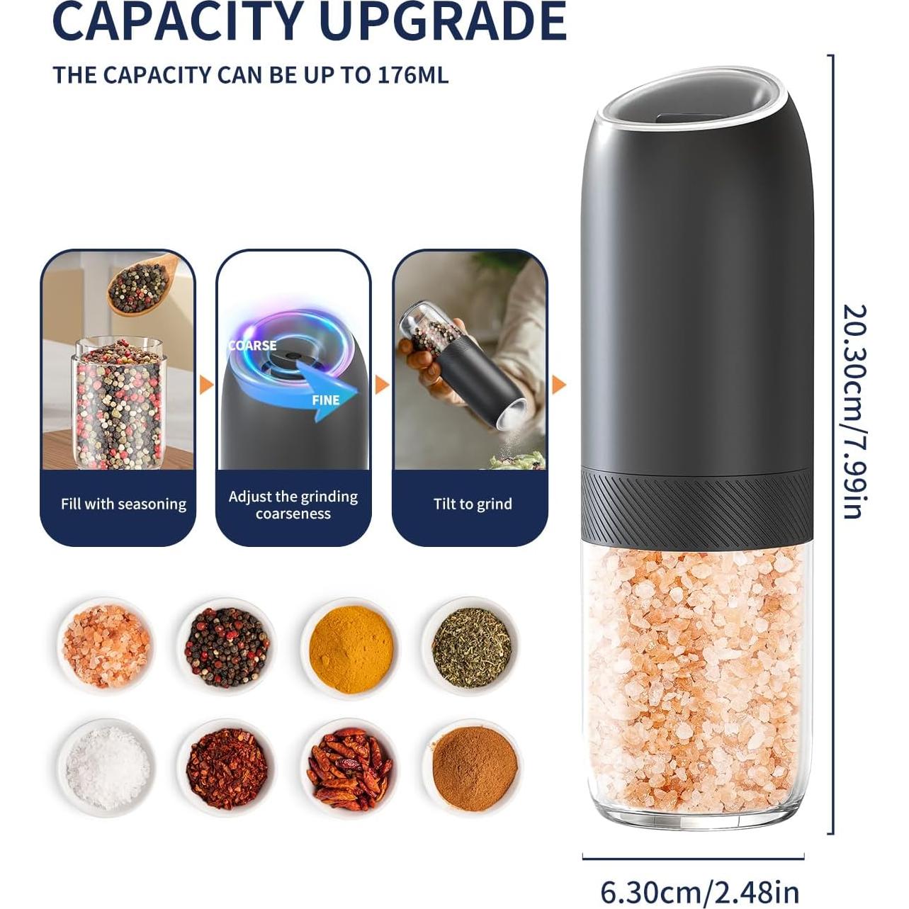 Molinillo Eléctrico de Sal y Pimienta CIRCLE JOY 176ml Negro