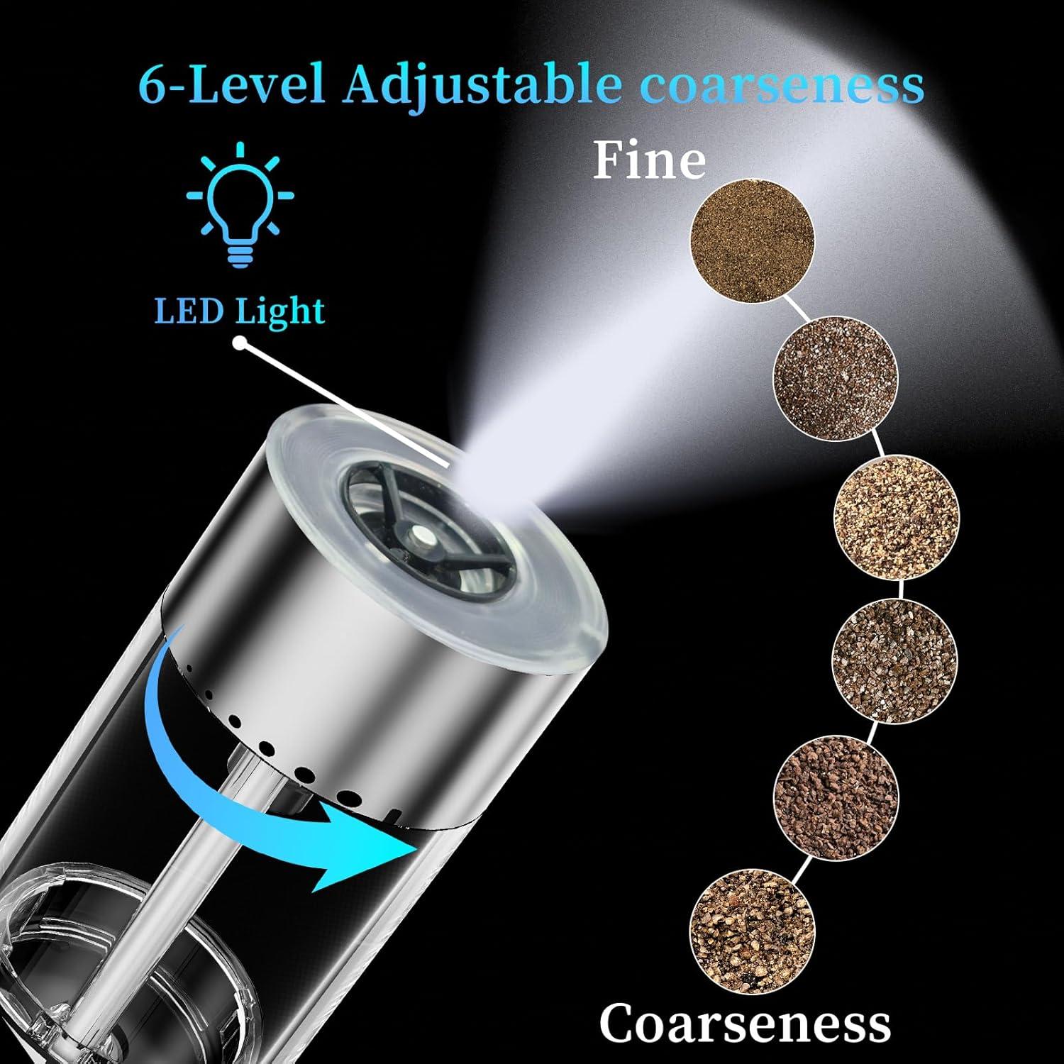 Juego de Molinillos Eléctricos de Sal y Pimienta QTDHG 95ml