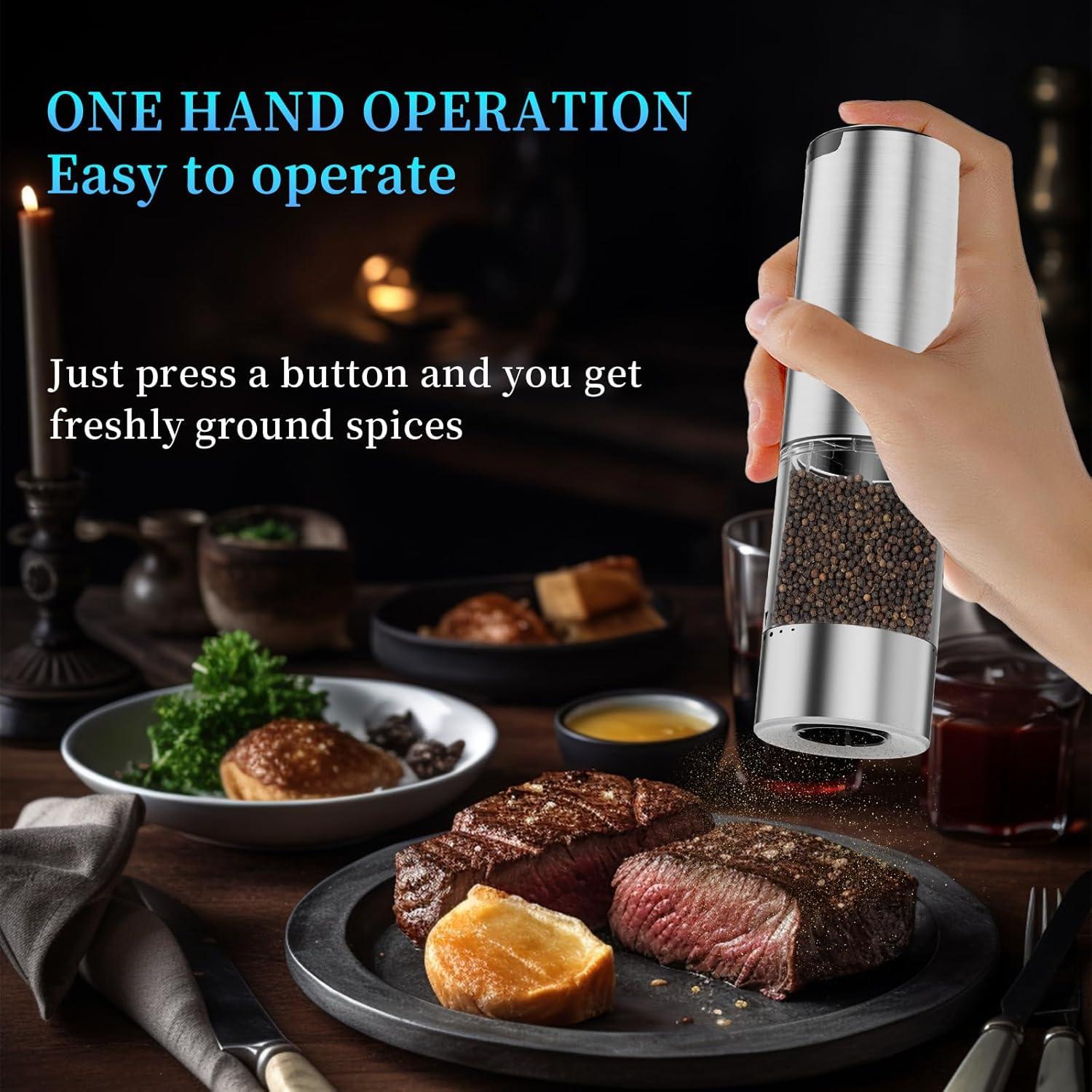 Juego de Molinillos Eléctricos de Sal y Pimienta QTDHG 95ml