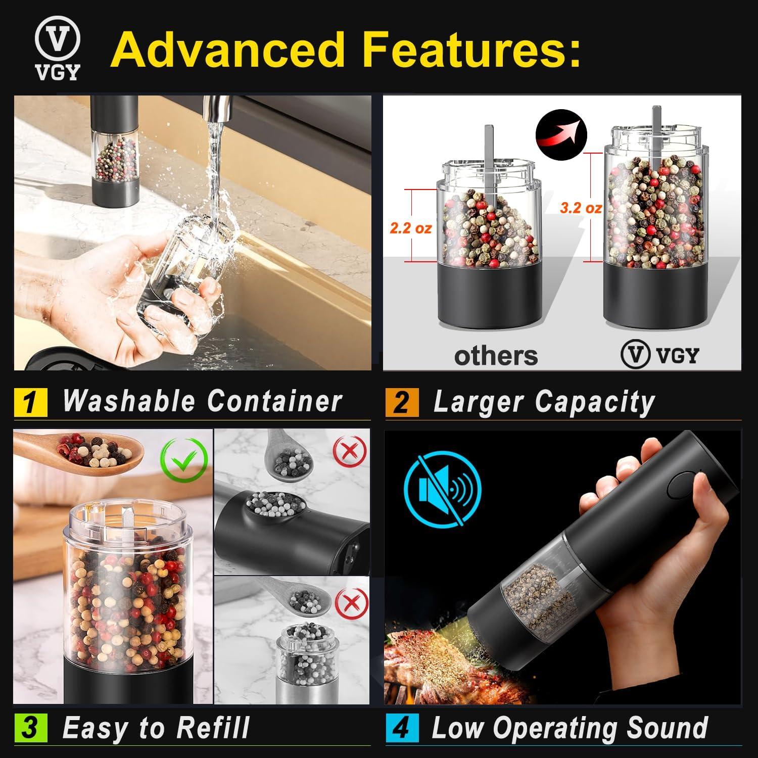 Juego de Molinillos Eléctricos de Sal y Pimienta VGY 95ml