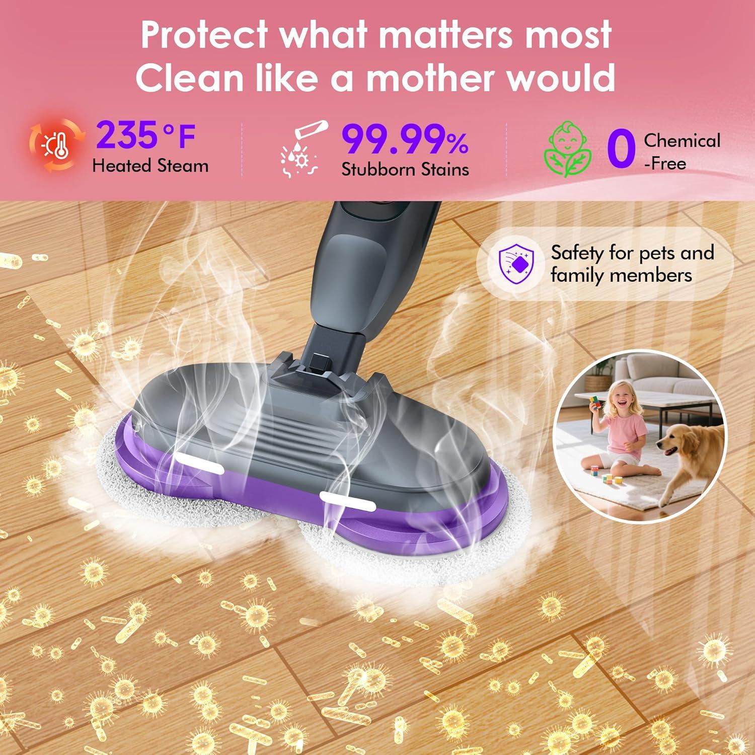 Fregona de Vapor BOJUK F2-D2 1500W con 6 Almohadillas Rotativas