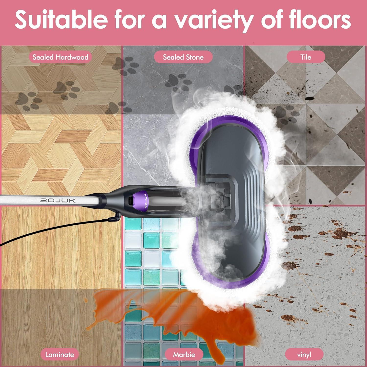 Fregona de Vapor BOJUK F2-D2 1500W con 6 Almohadillas Rotativas