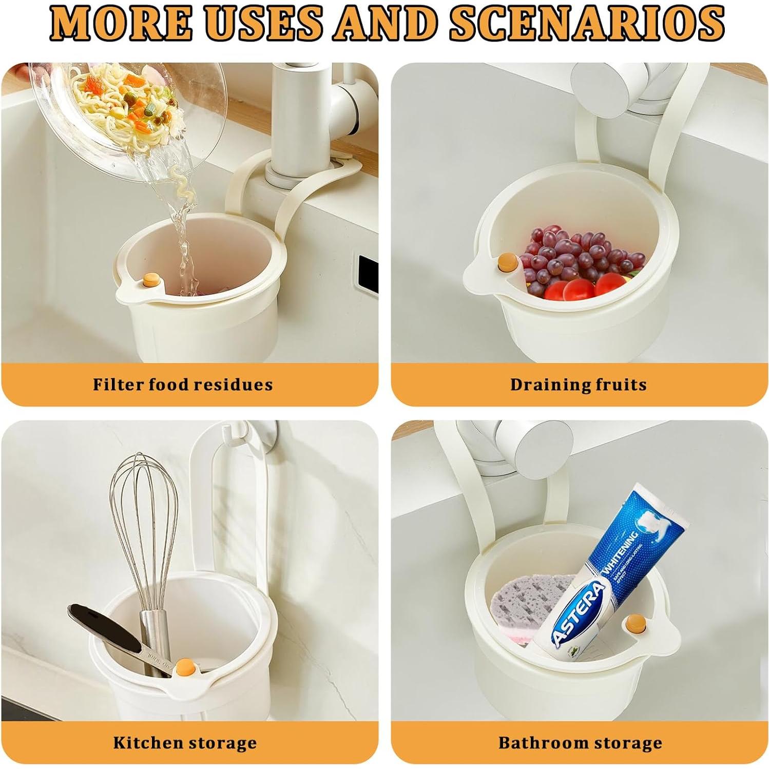 Canasta Colador Drenaje Fregadero QIEPOMI Blanco 20.16cm