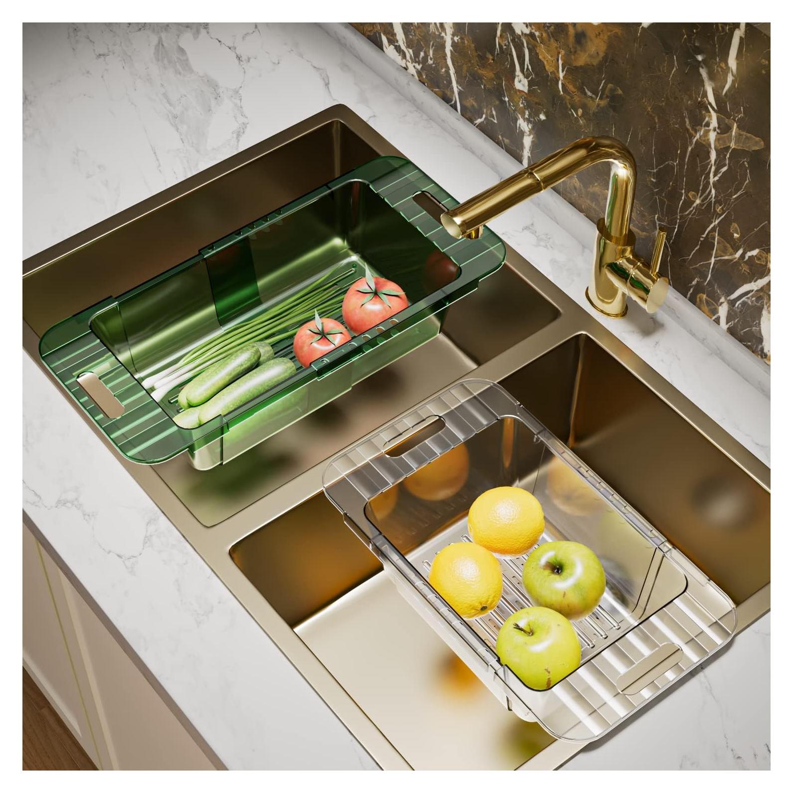 Colador Colapsable DALLYOUGU Verde Claro para Fregadero