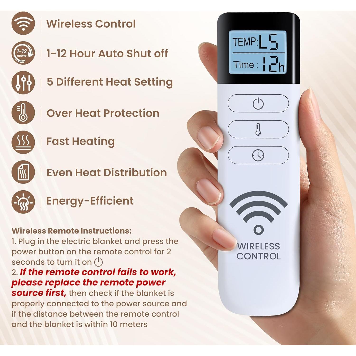 Manta Calefactora XINIUSLEEP 127x152cm 5 Niveles Beige