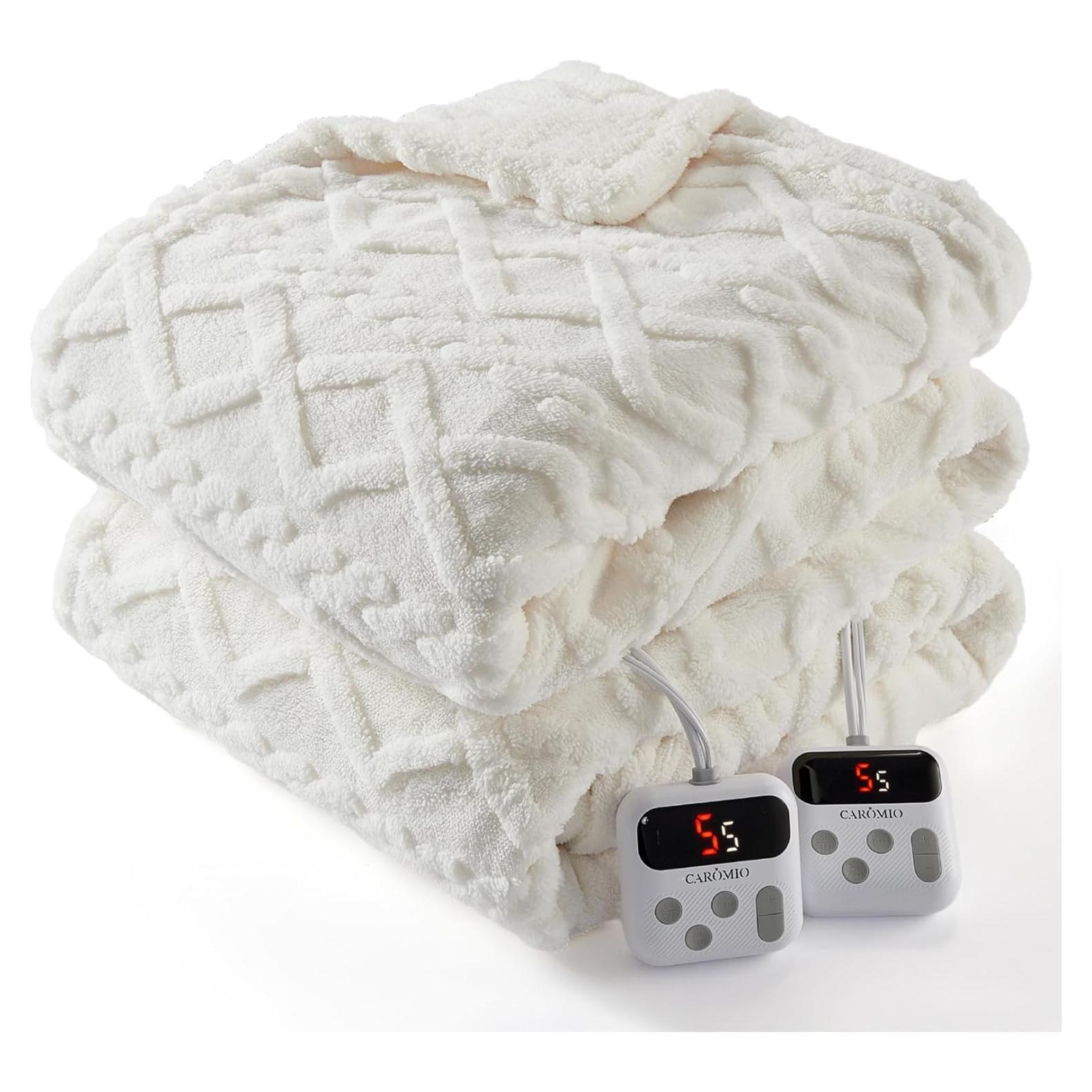 Manta Eléctrica CAROMIO King Sherpa 90x100cm 10 Niveles Calor