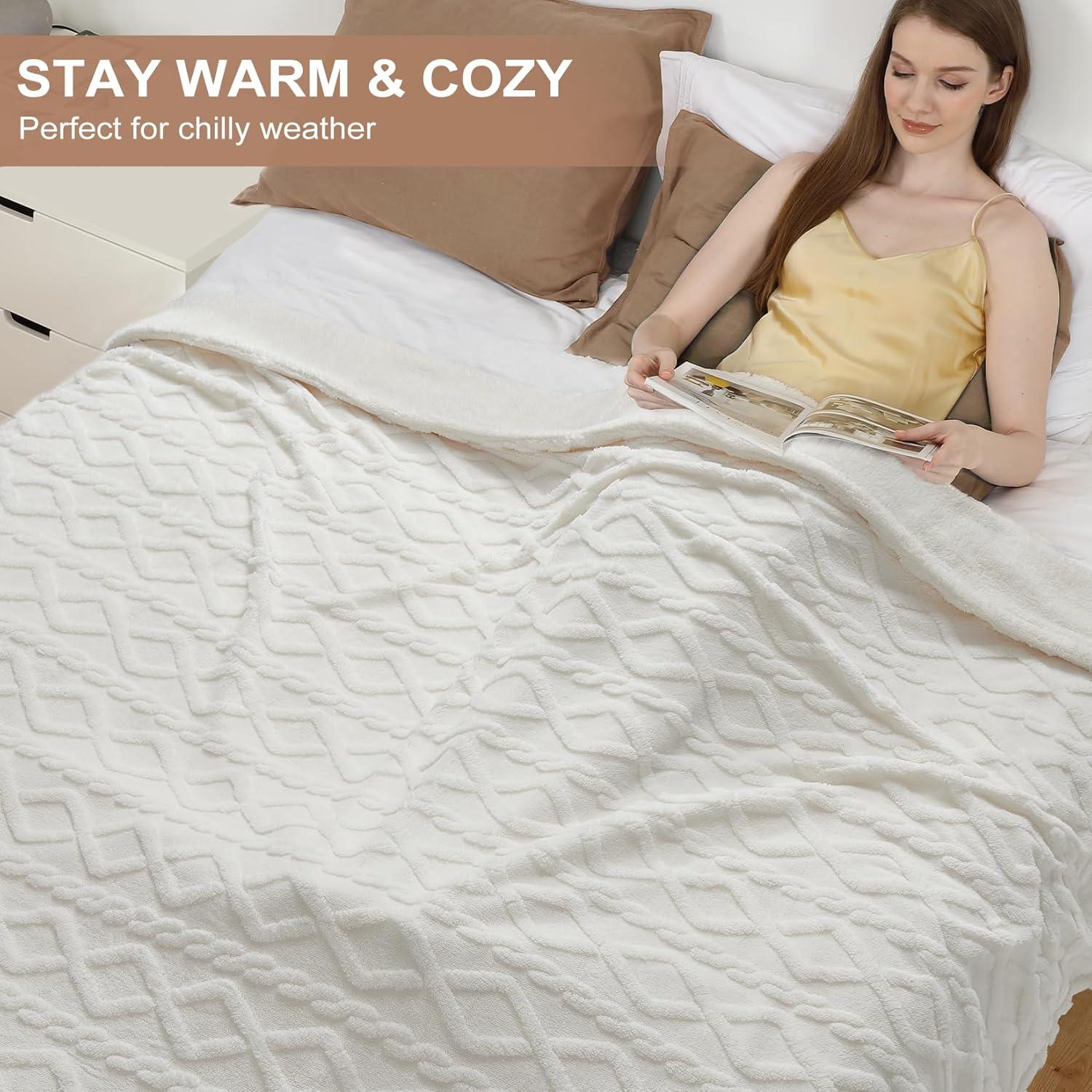 Manta Eléctrica CAROMIO King Sherpa 90x100cm 10 Niveles Calor