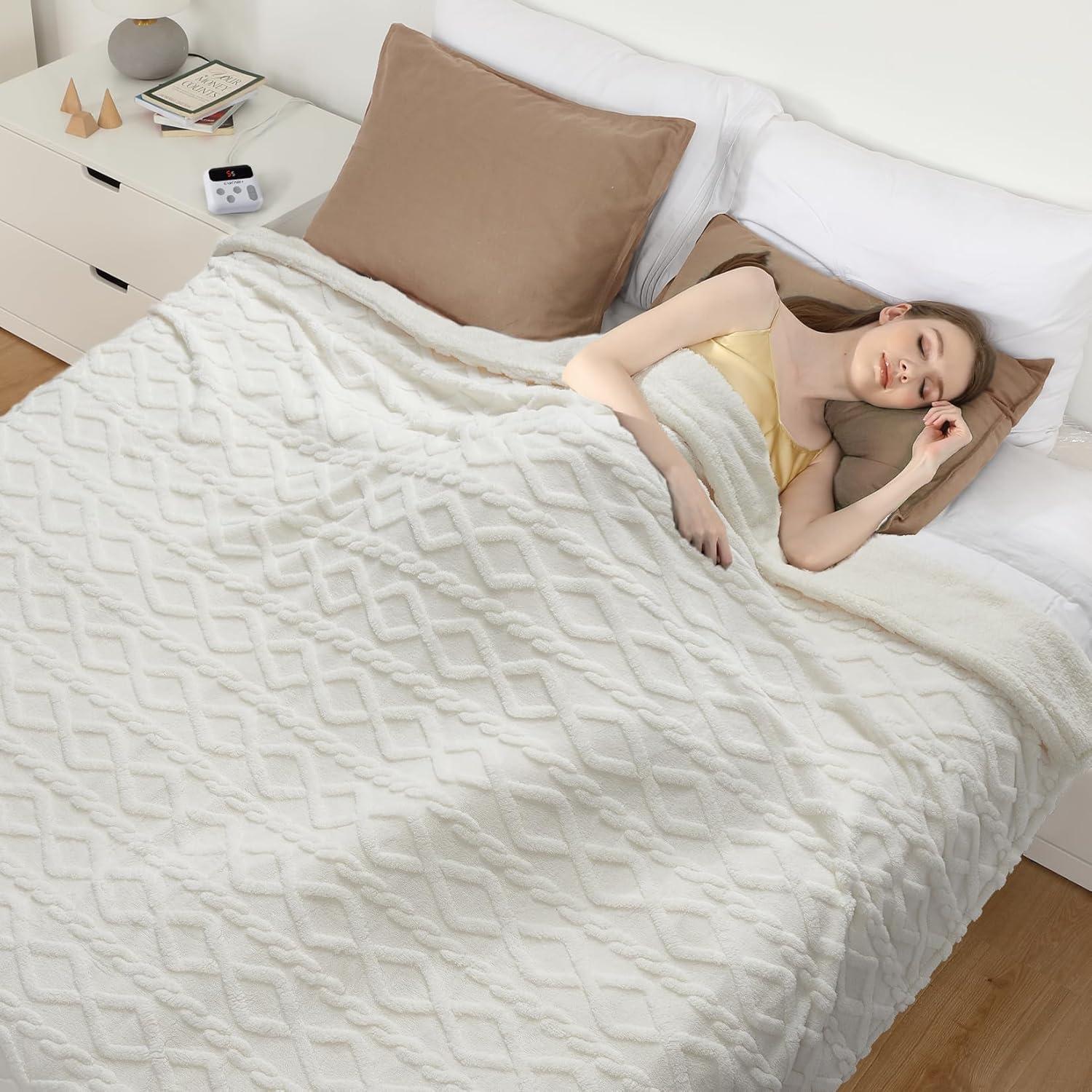 Manta Eléctrica CAROMIO King Sherpa 90x100cm 10 Niveles Calor